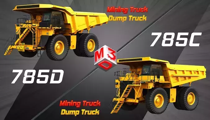 785D - 785C - Mining Dump Trucks 2 in 1 3D Model Collection