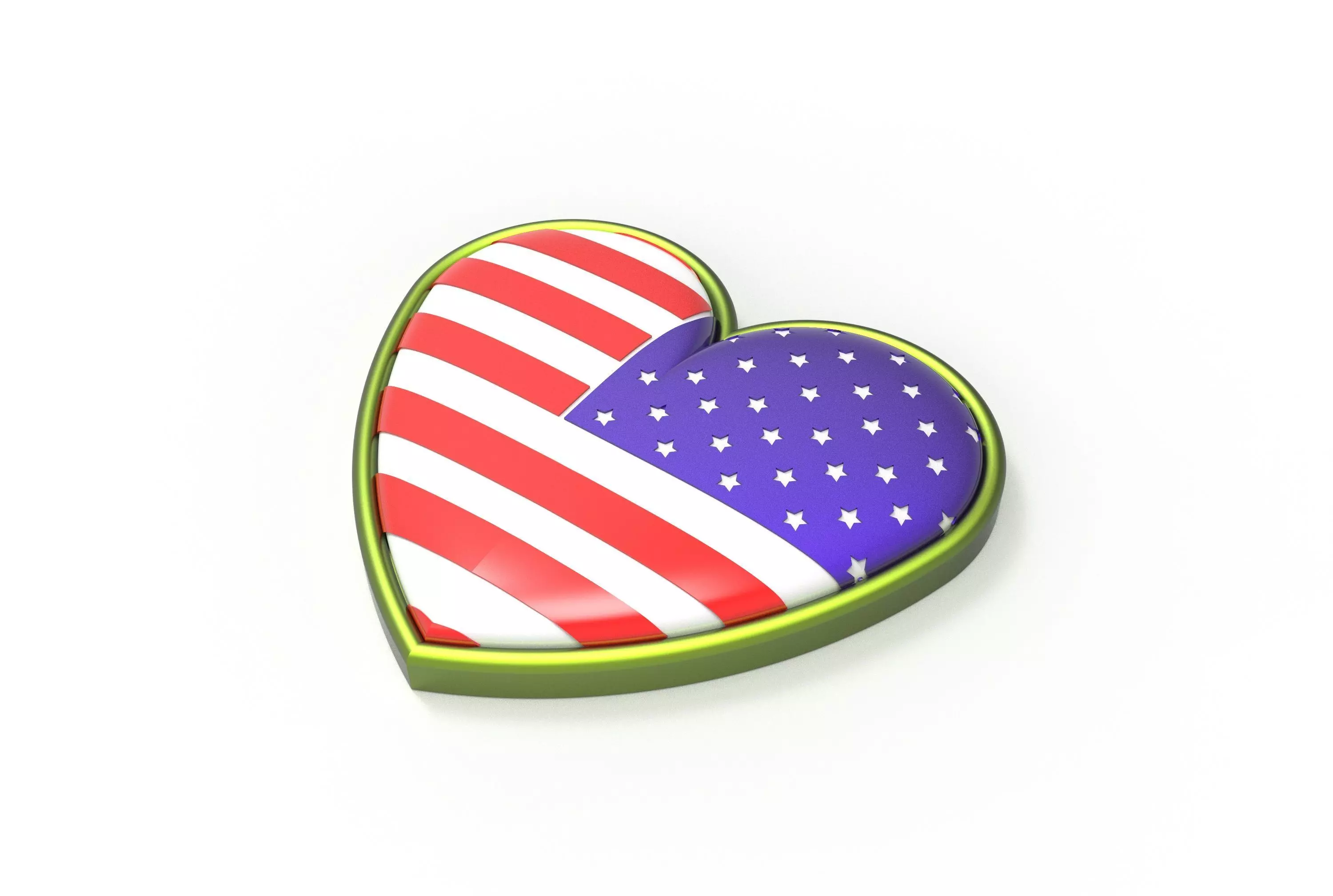 USA heart badge 3D print model