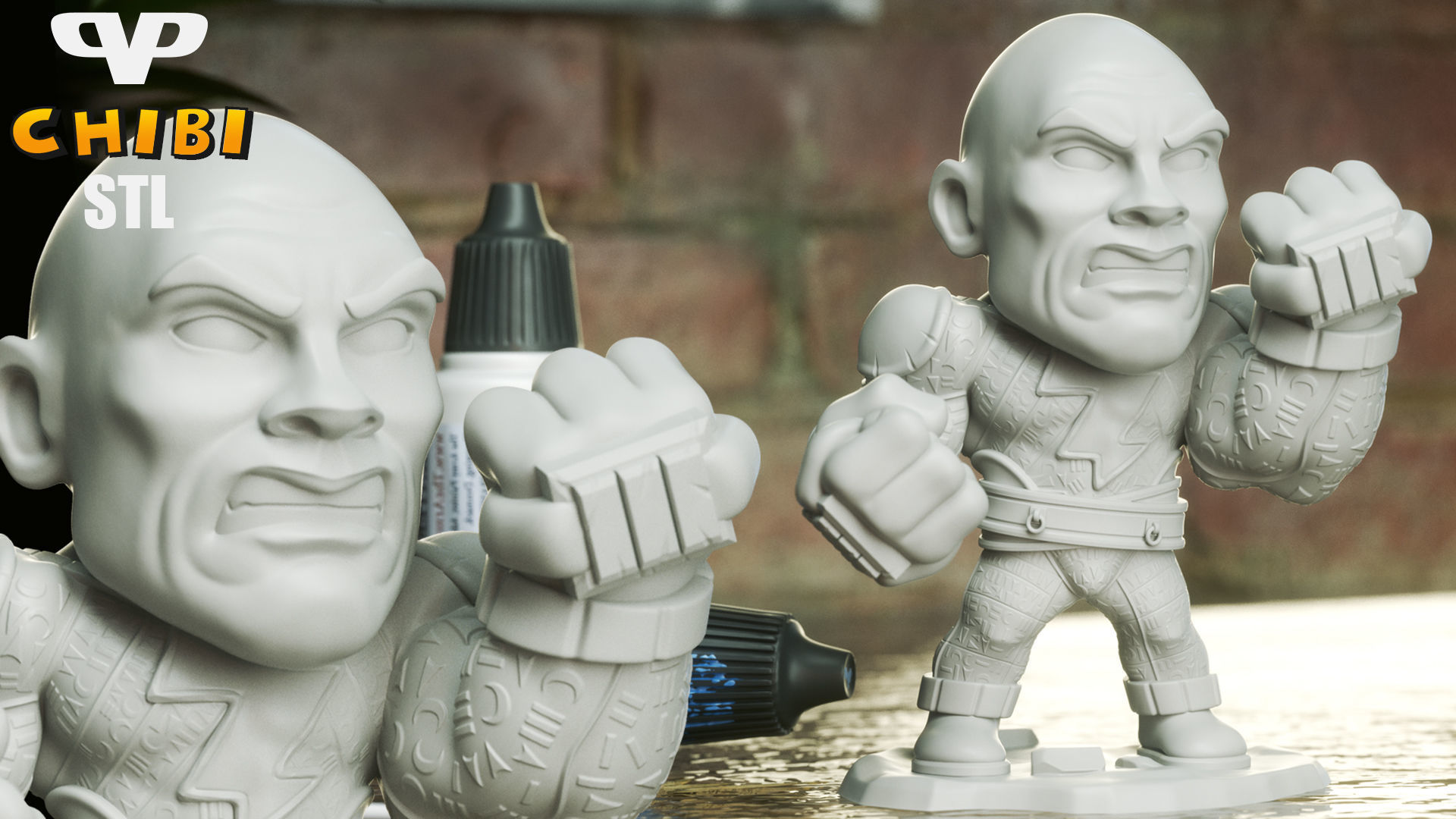 Black Adam Chibi STL for 3D Printing ChibiSTL 3DXM 3D print model_3