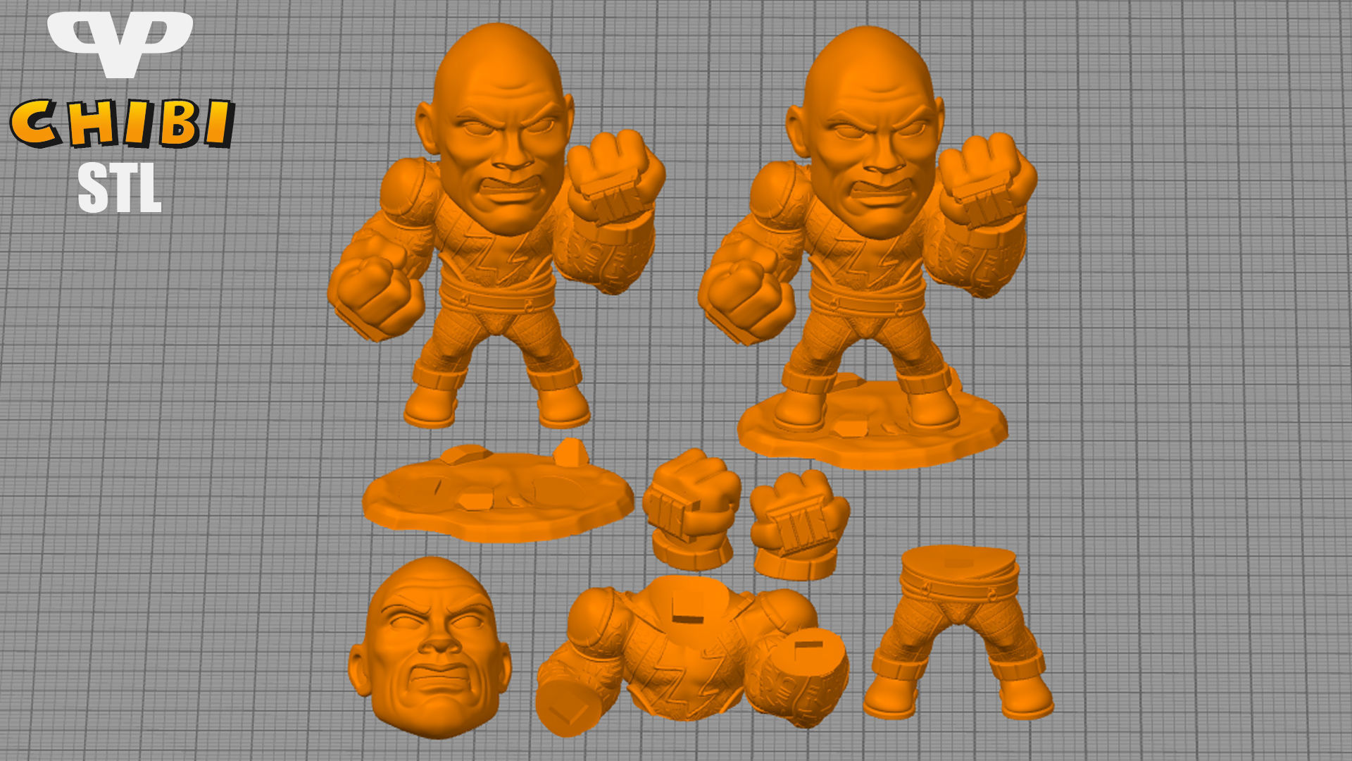 Black Adam Chibi STL for 3D Printing ChibiSTL 3DXM 3D print model_2