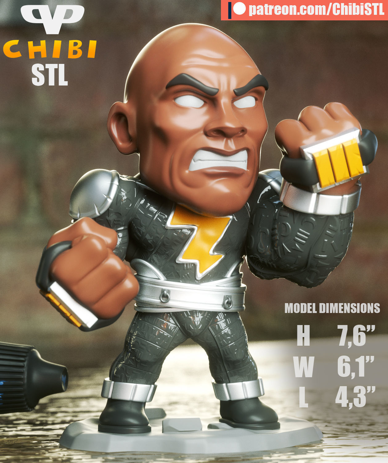 Black Adam Chibi STL for 3D Printing ChibiSTL 3DXM 3D print model_1