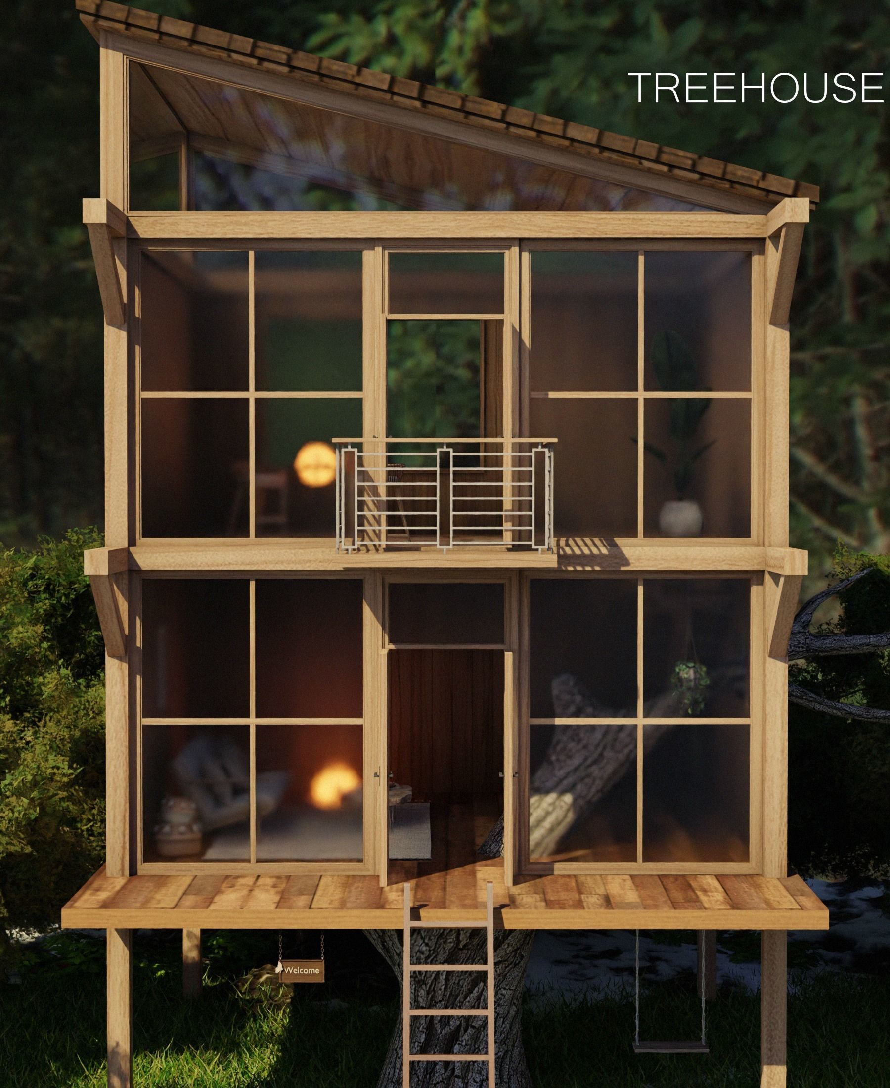 Treehouse - Blender Scene Free 3D model Free 3D model_2