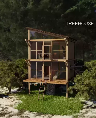 Treehouse - Blender Scene Free 3D model Free 3D model