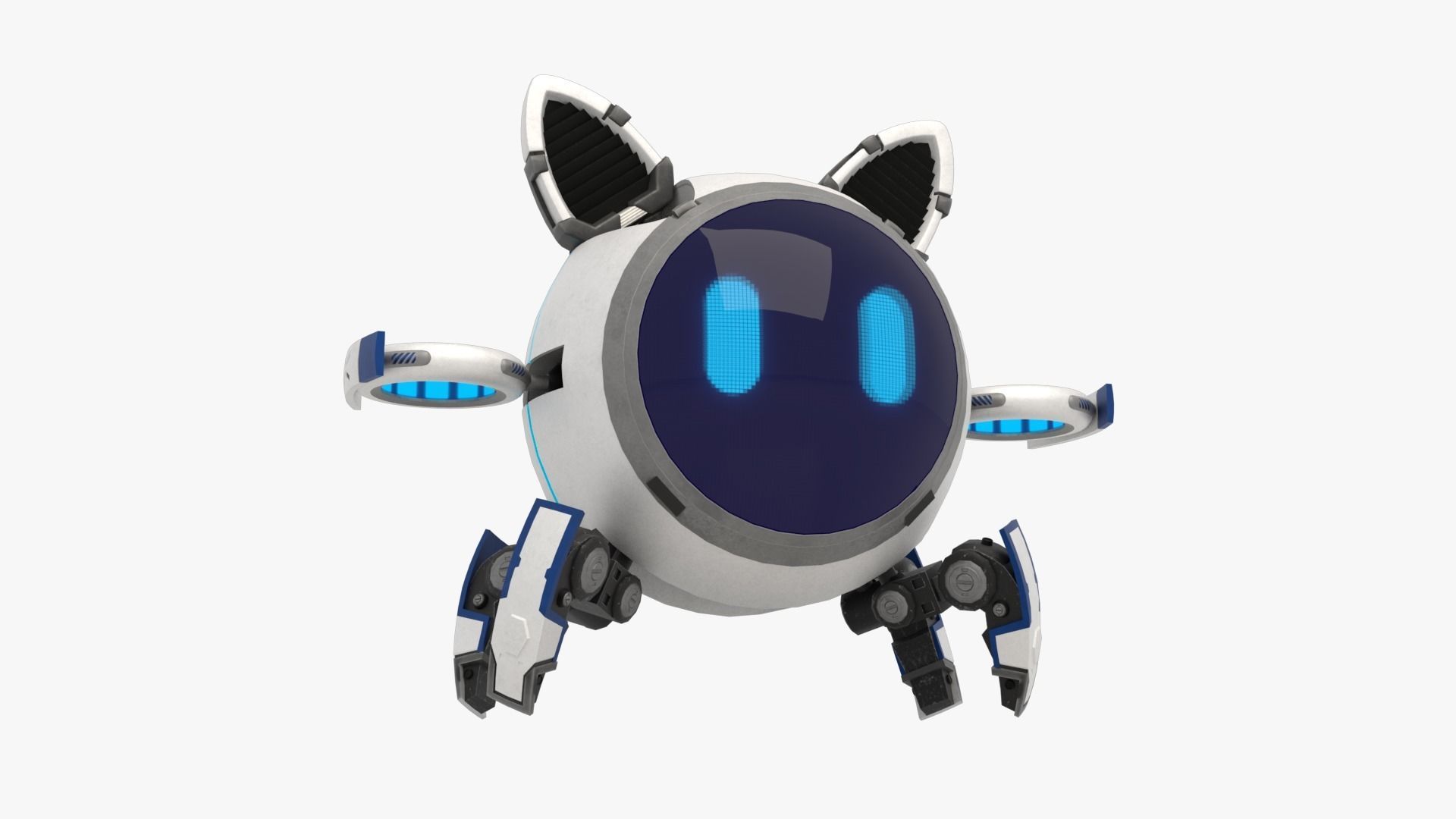 Cute set of Robots Low-poly 3D model_5