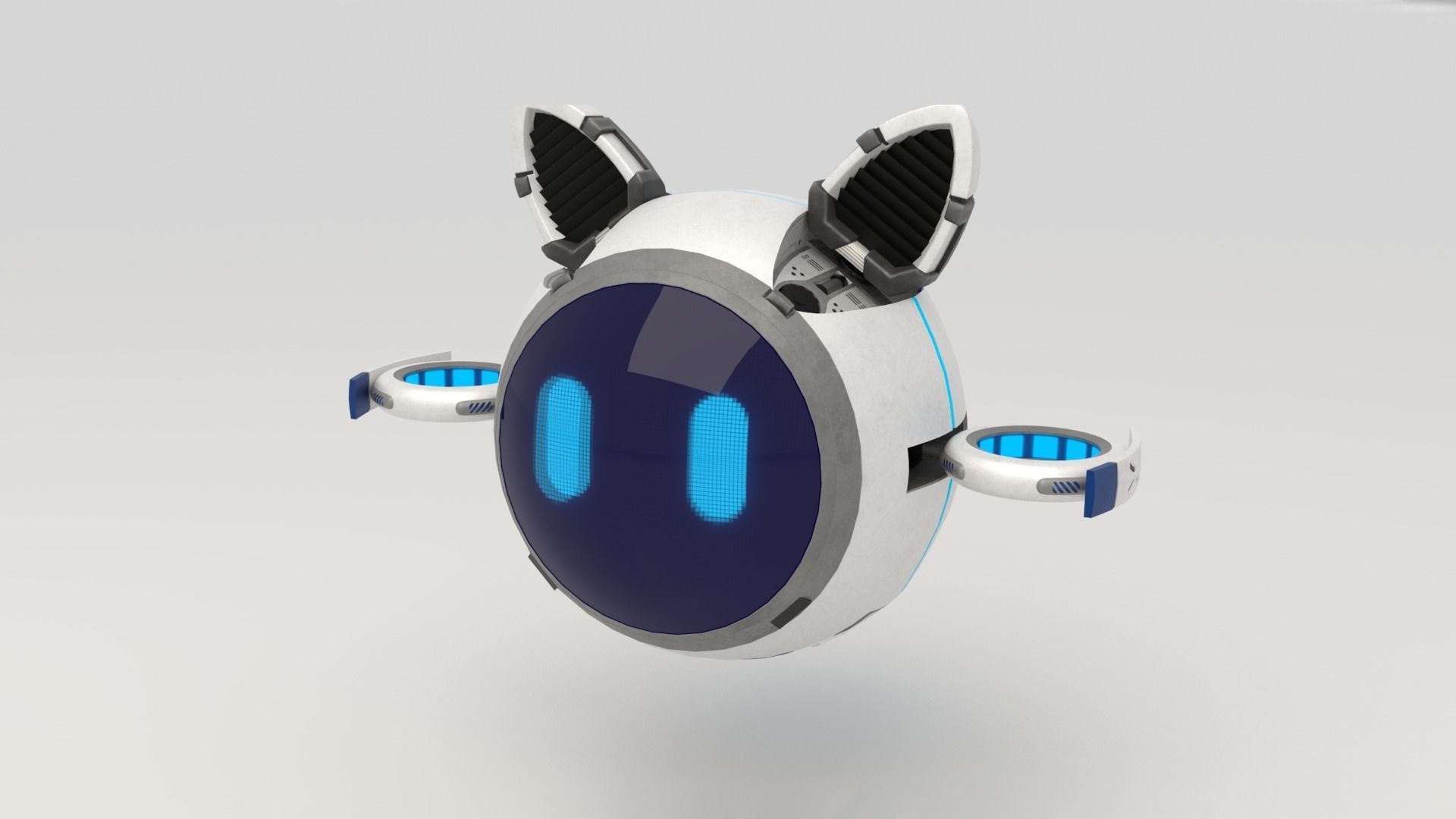 Cute set of Robots Low-poly 3D model_4