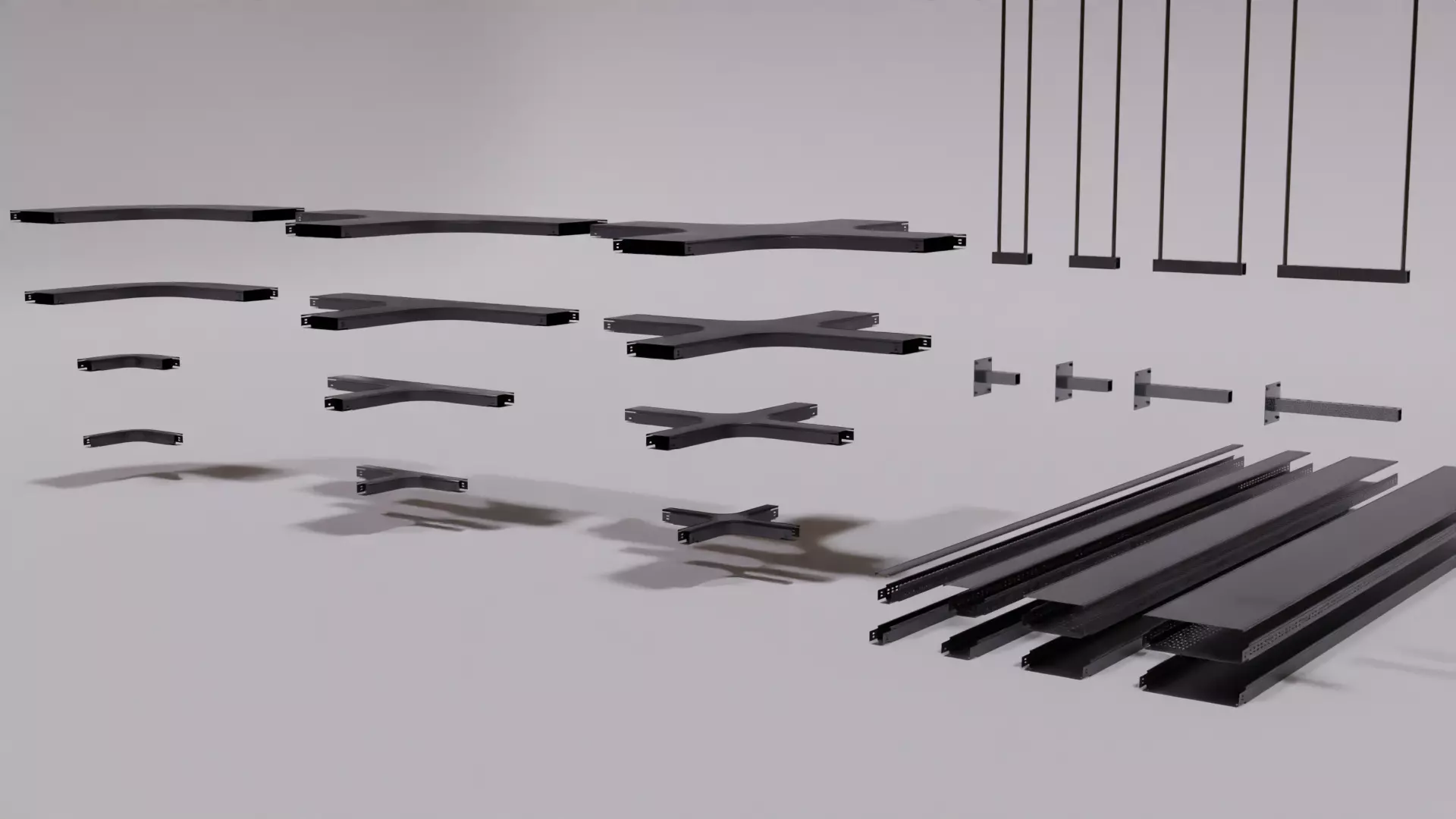 Cable trays 50x50 100x50 200x50 300x50 3D model_0