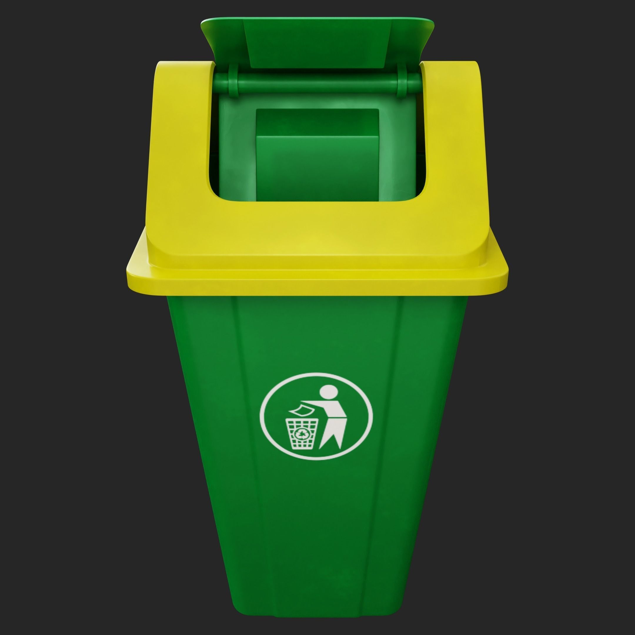 Swing Dustbin Low-poly 3D model_2