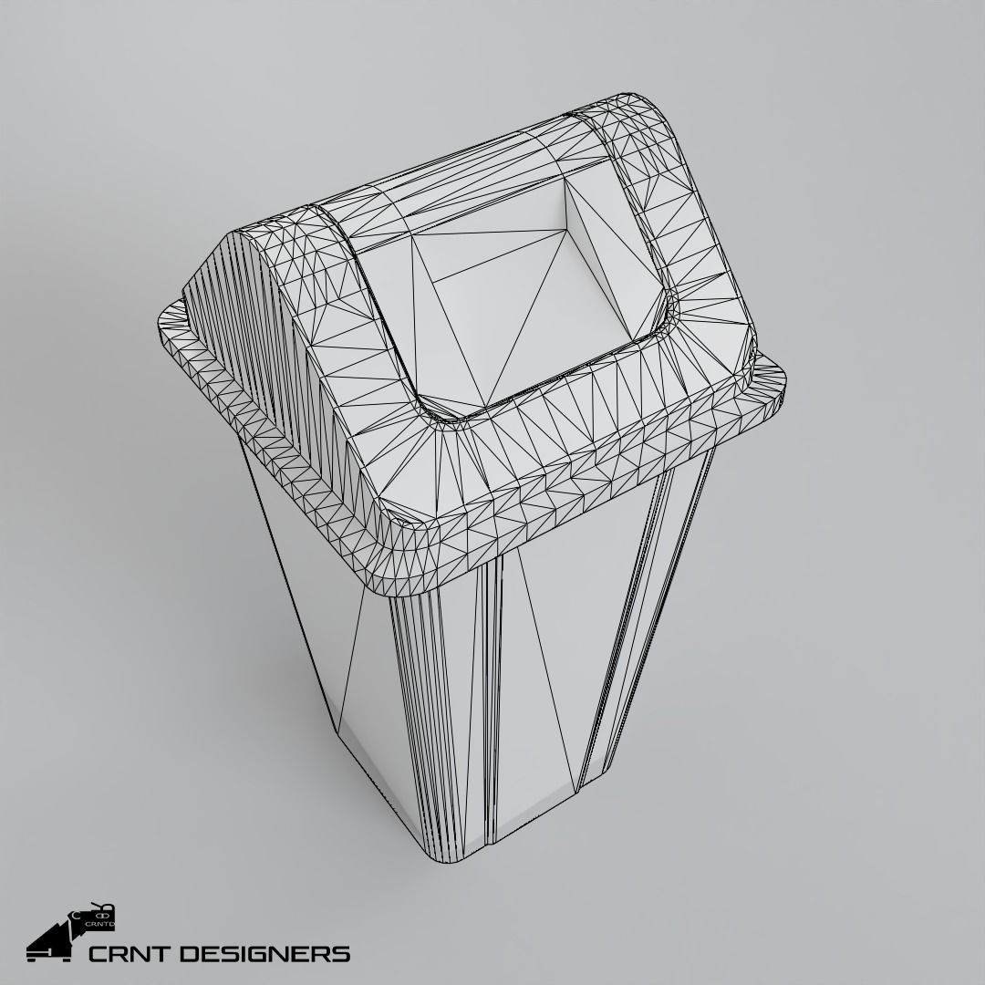 Swing Dustbin Low-poly 3D model_1