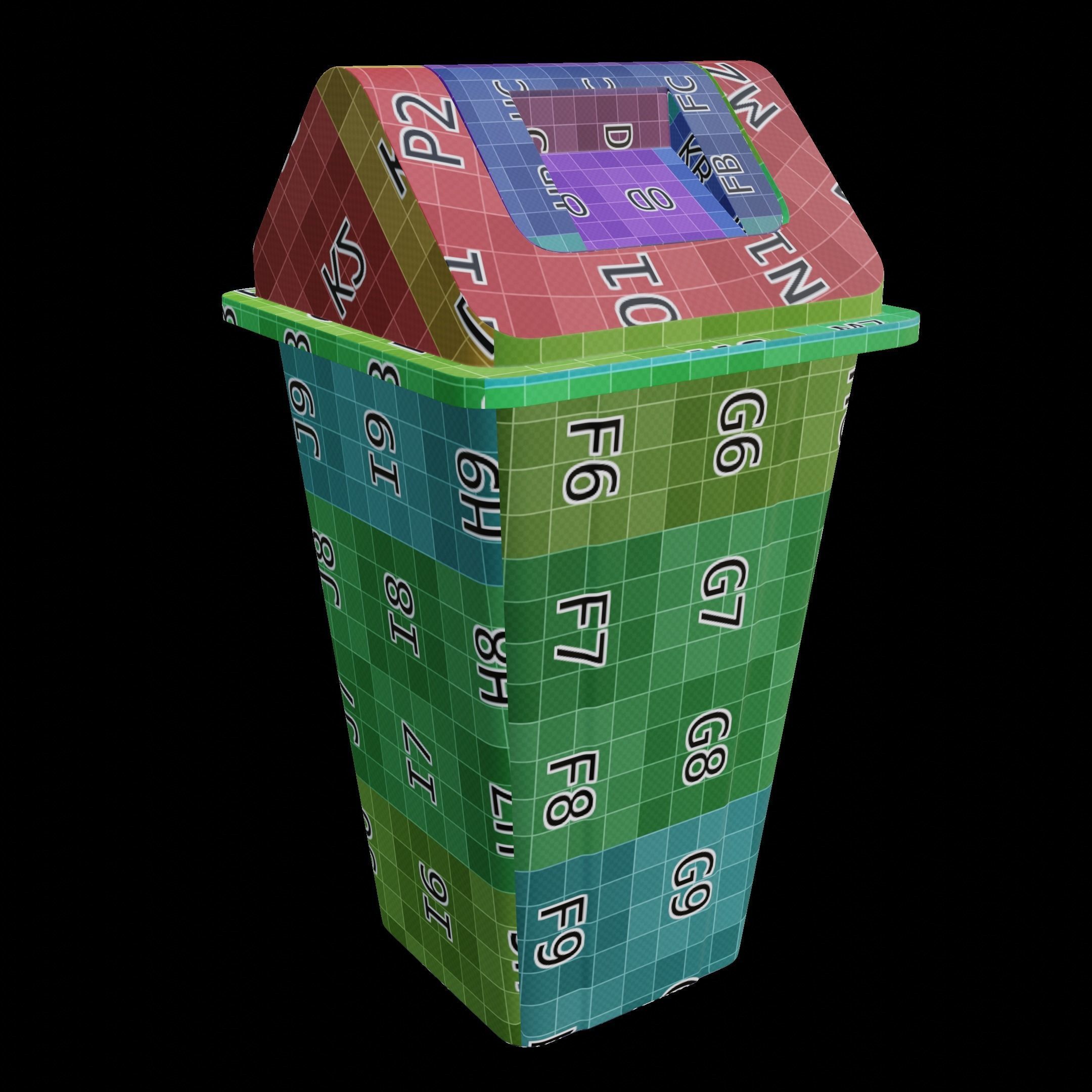 Swing Dustbin Low-poly 3D model_6