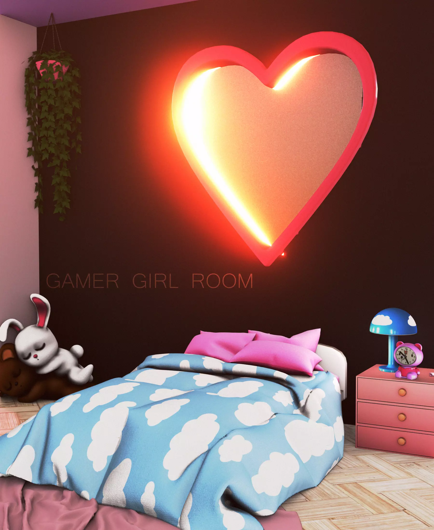 Gamer girl room - Blender scene  3D model_0