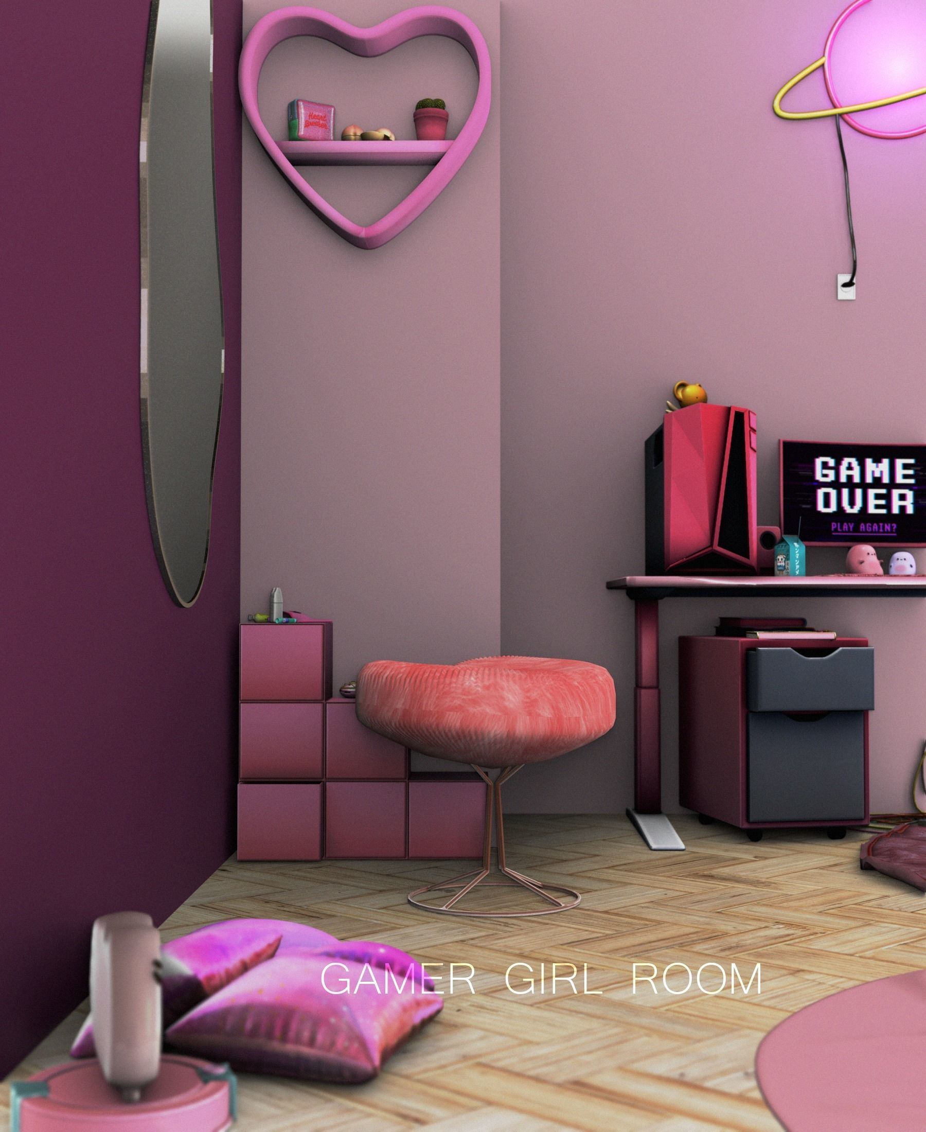 Gamer girl room - Blender scene  3D model_2