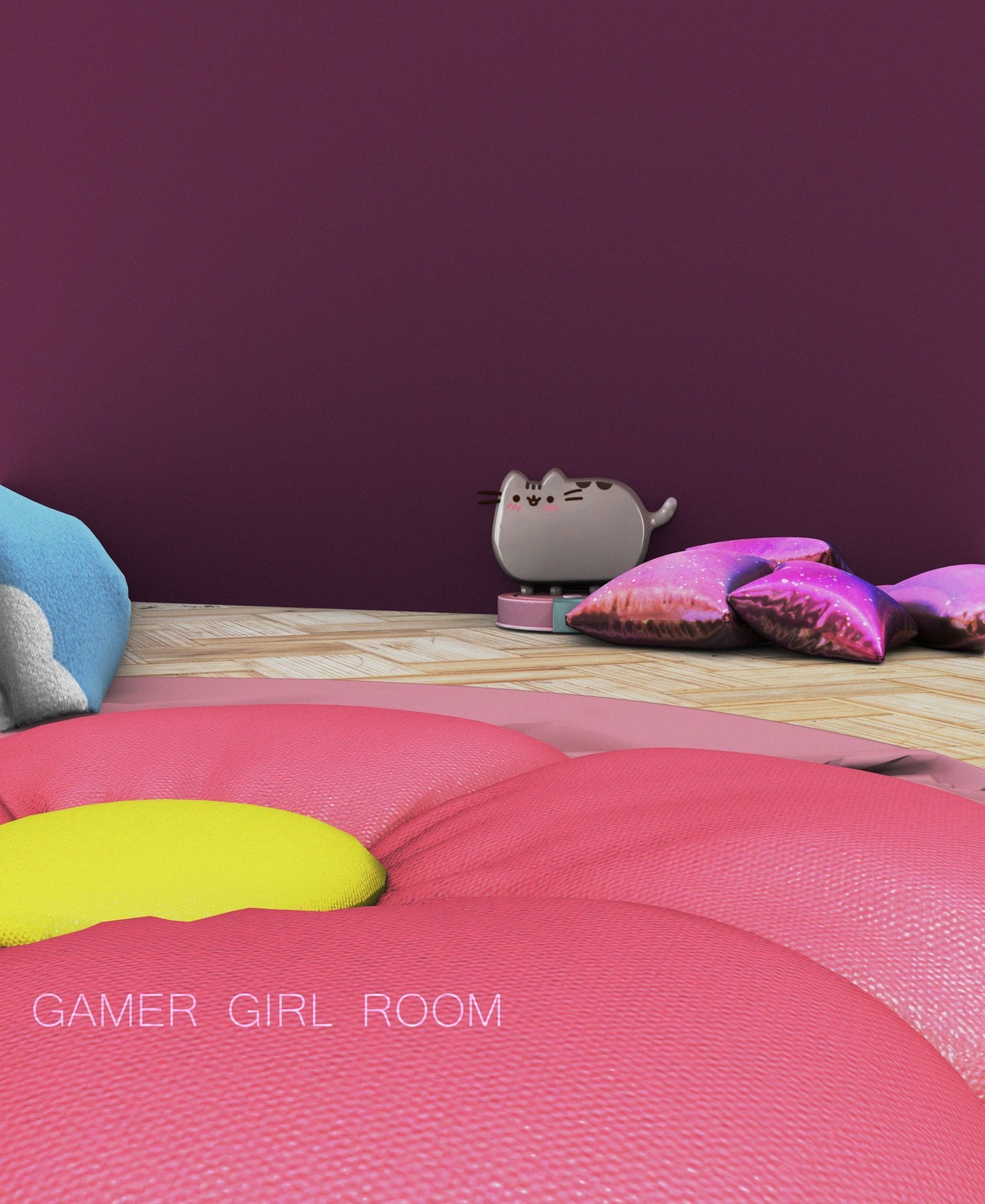 Gamer girl room - Blender scene  3D model_3