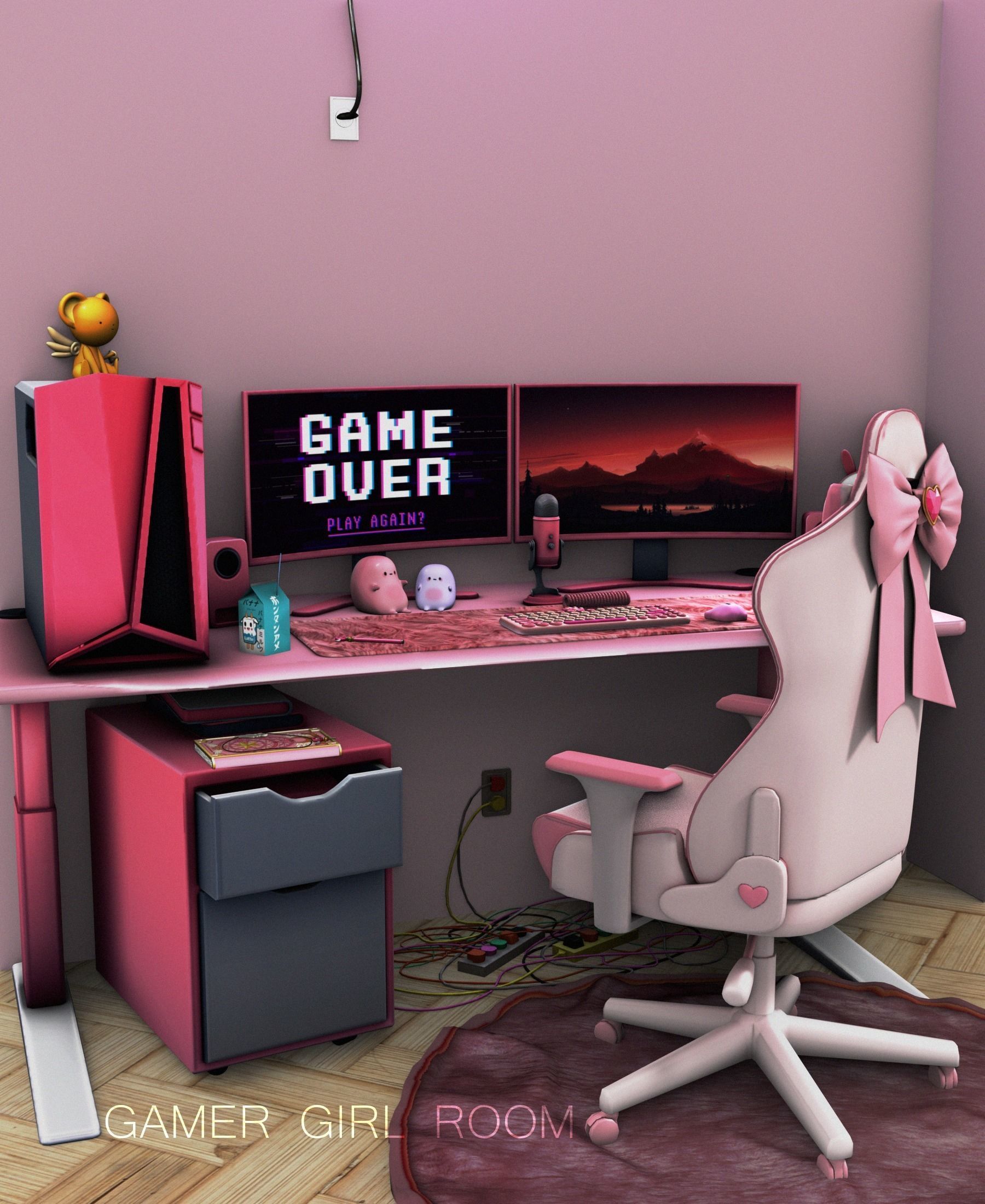 Gamer girl room - Blender scene  3D model_4