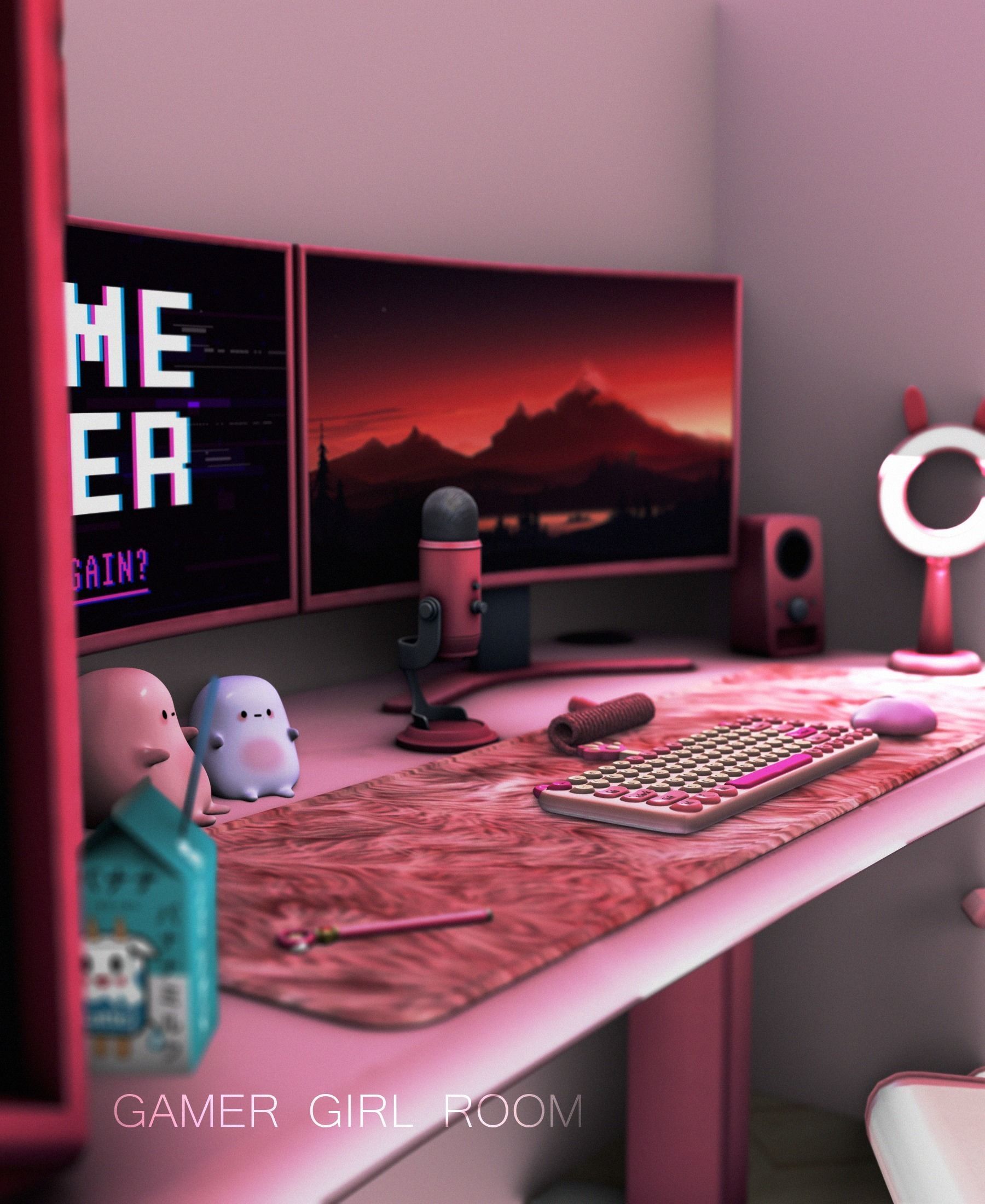 Gamer girl room - Blender scene  3D model_5