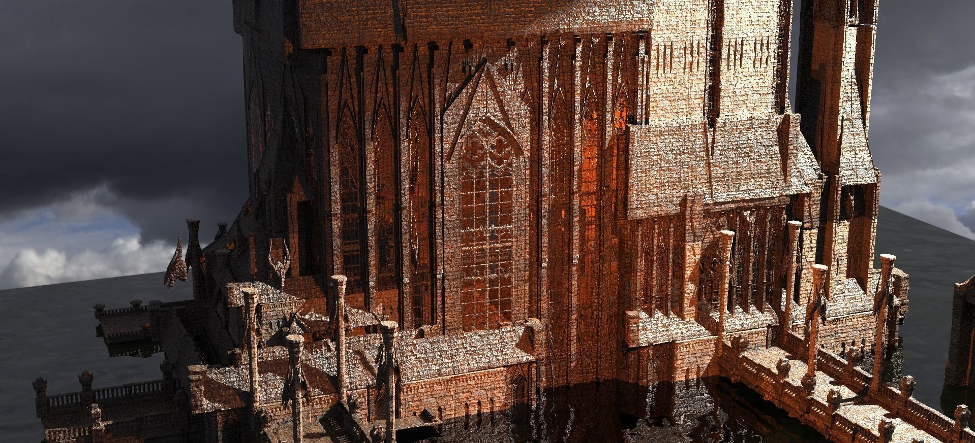 Lizard Cult Cathedral Dark Halls Kitbash 1 3D model_2