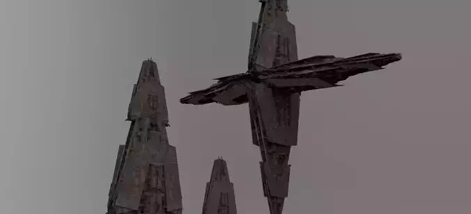 Sci-Fi City dystopia Mega city colony Pyramid Ship 3 versions 