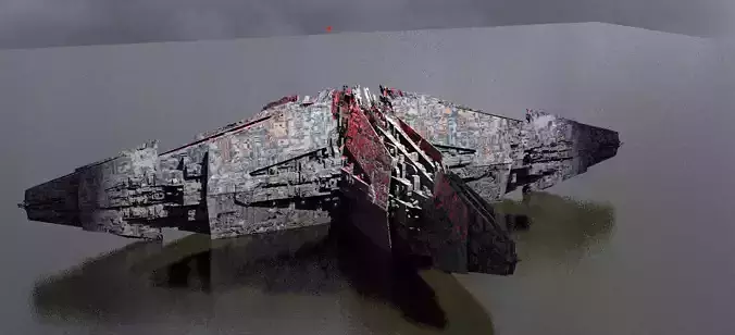 Sci-Fi City dystopia Mega city colony Pyramid Ship Wreck