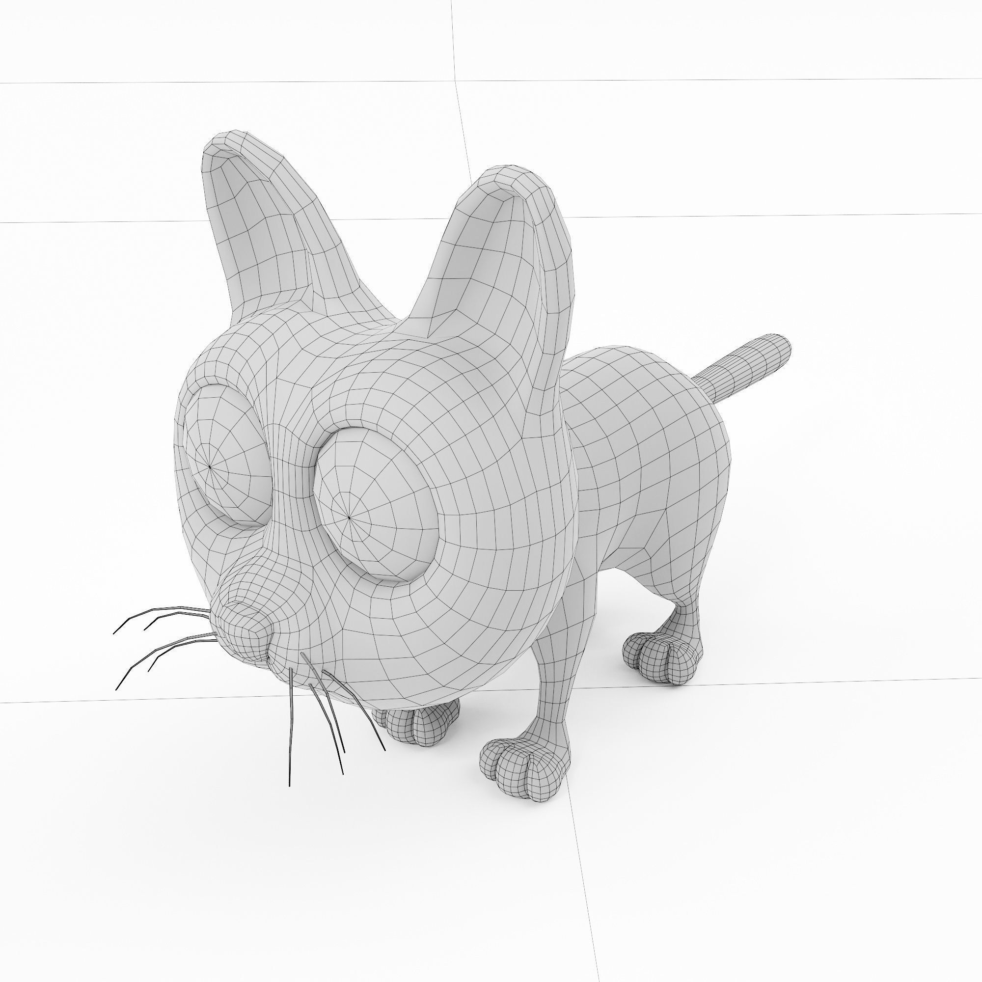 Cat 3dmodel cartoon with big eyes 3D model_6