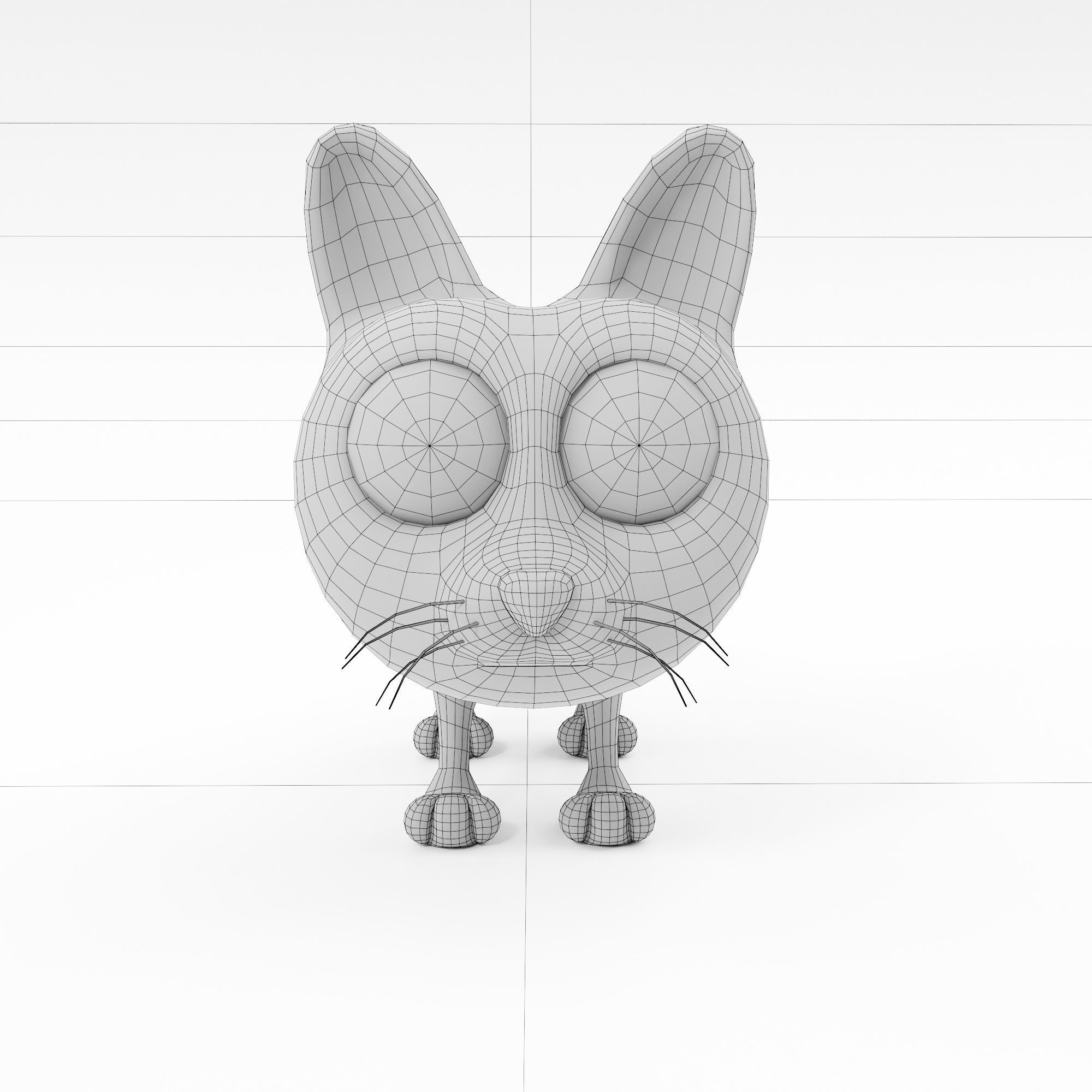 Cat 3dmodel cartoon with big eyes 3D model_5