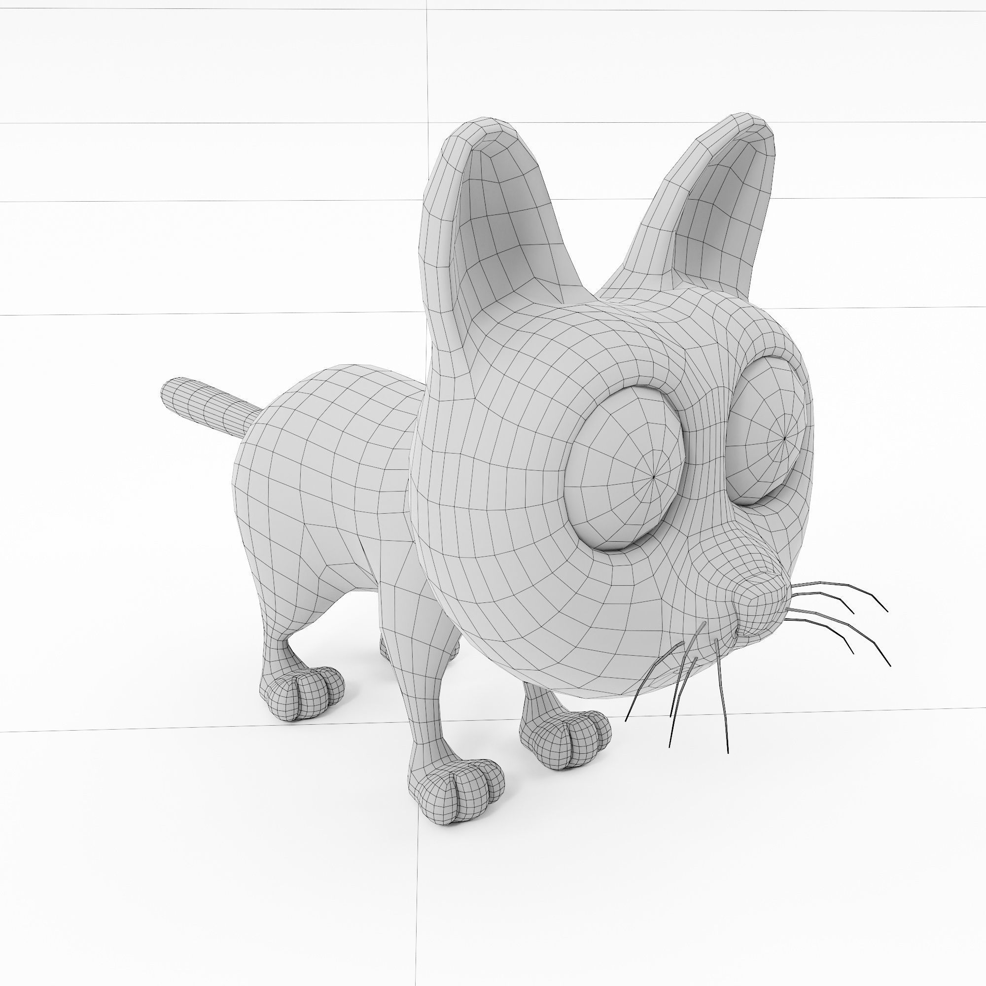 Cat 3dmodel cartoon with big eyes 3D model_7