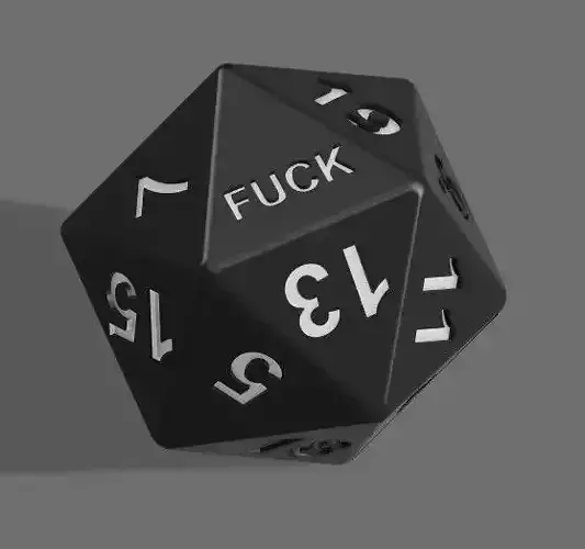 20 Sided Dice with Fuck instead of 1  3D print model