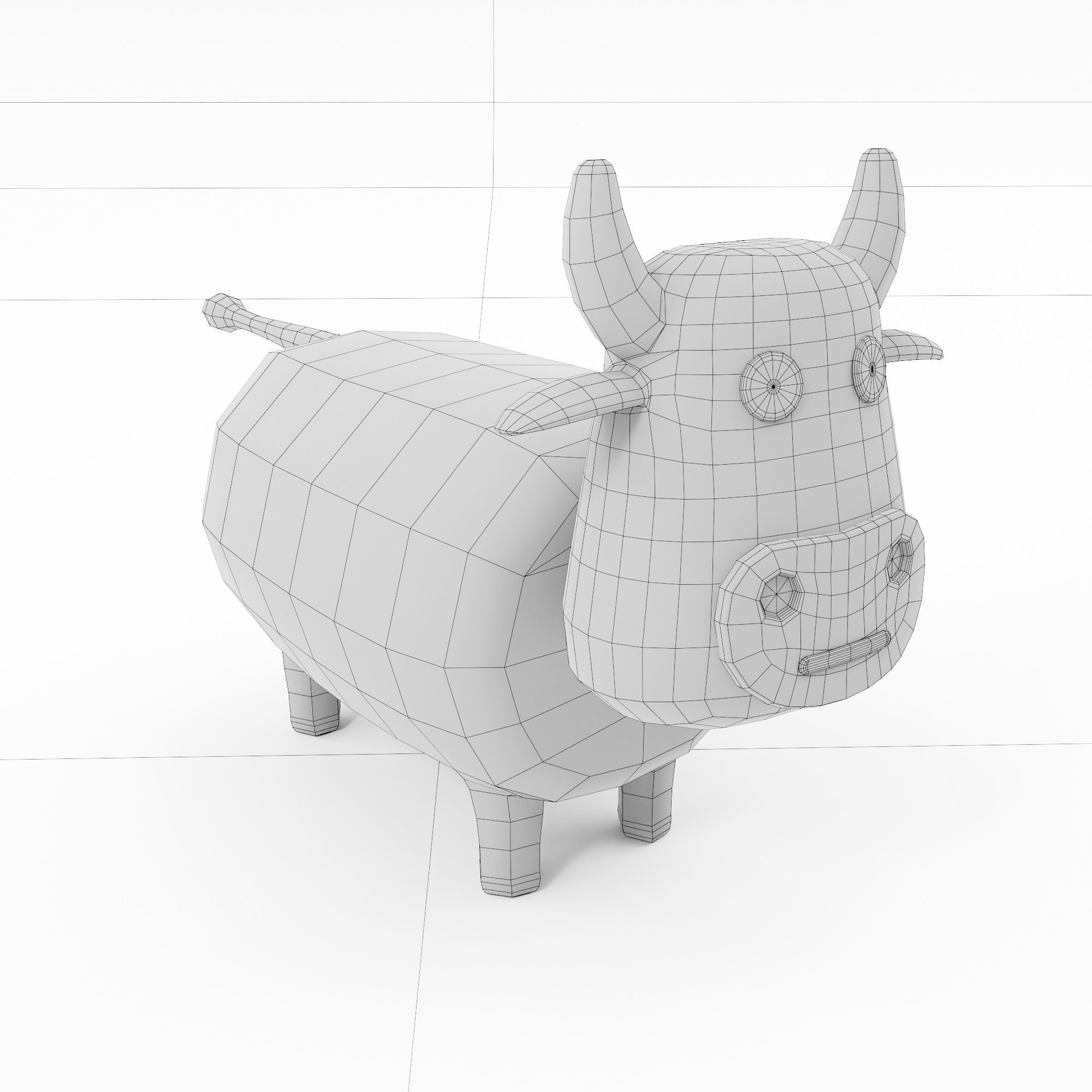 Cartoon cow 3d model  3D model_7