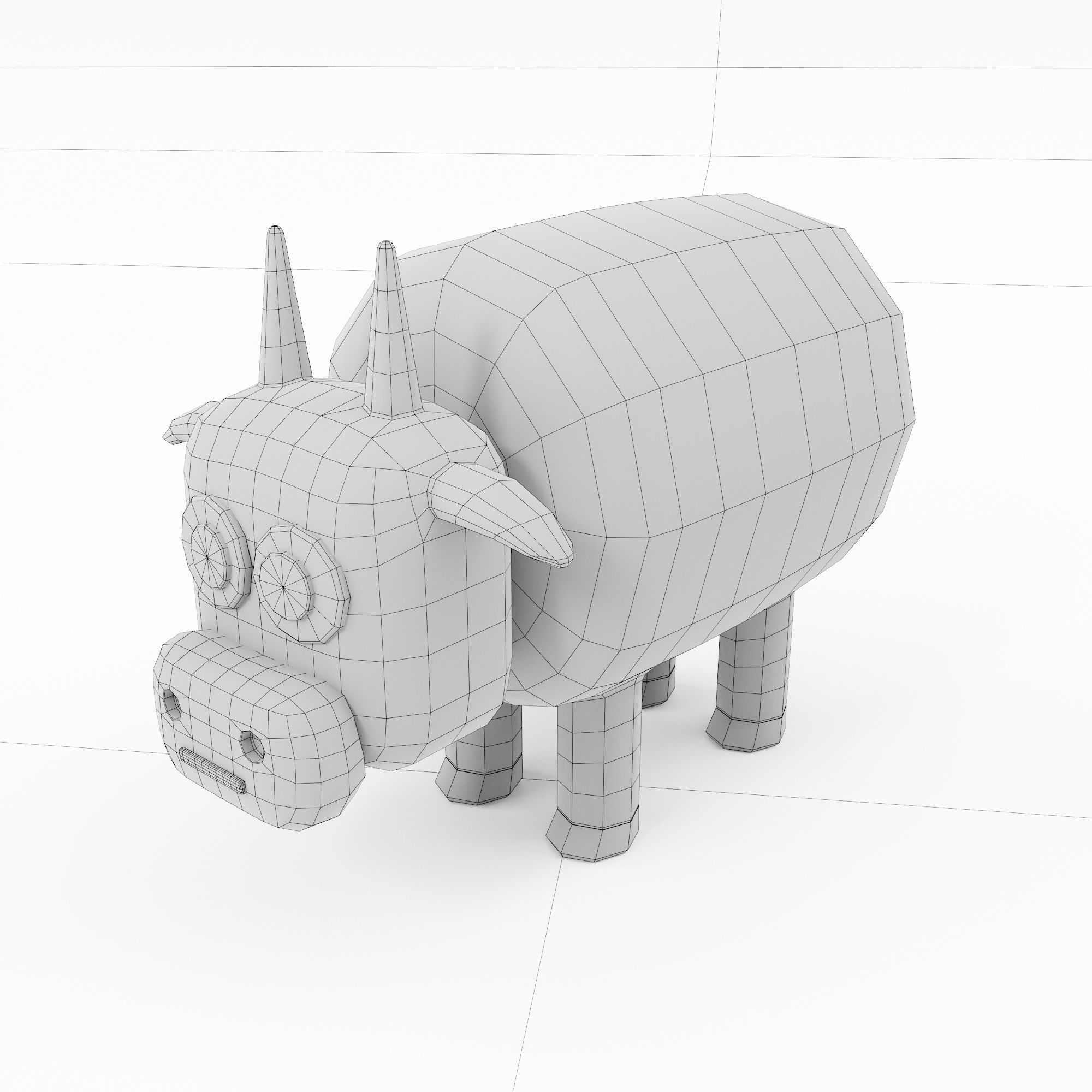 Toon cow animal 3d model 3D model_6