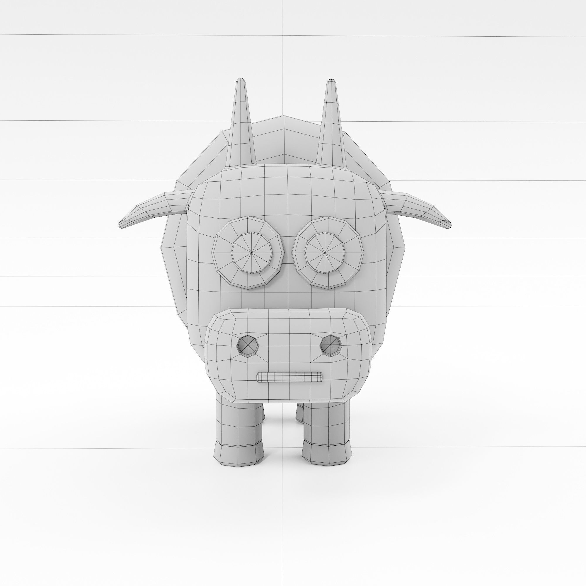 Toon cow animal 3d model 3D model_5
