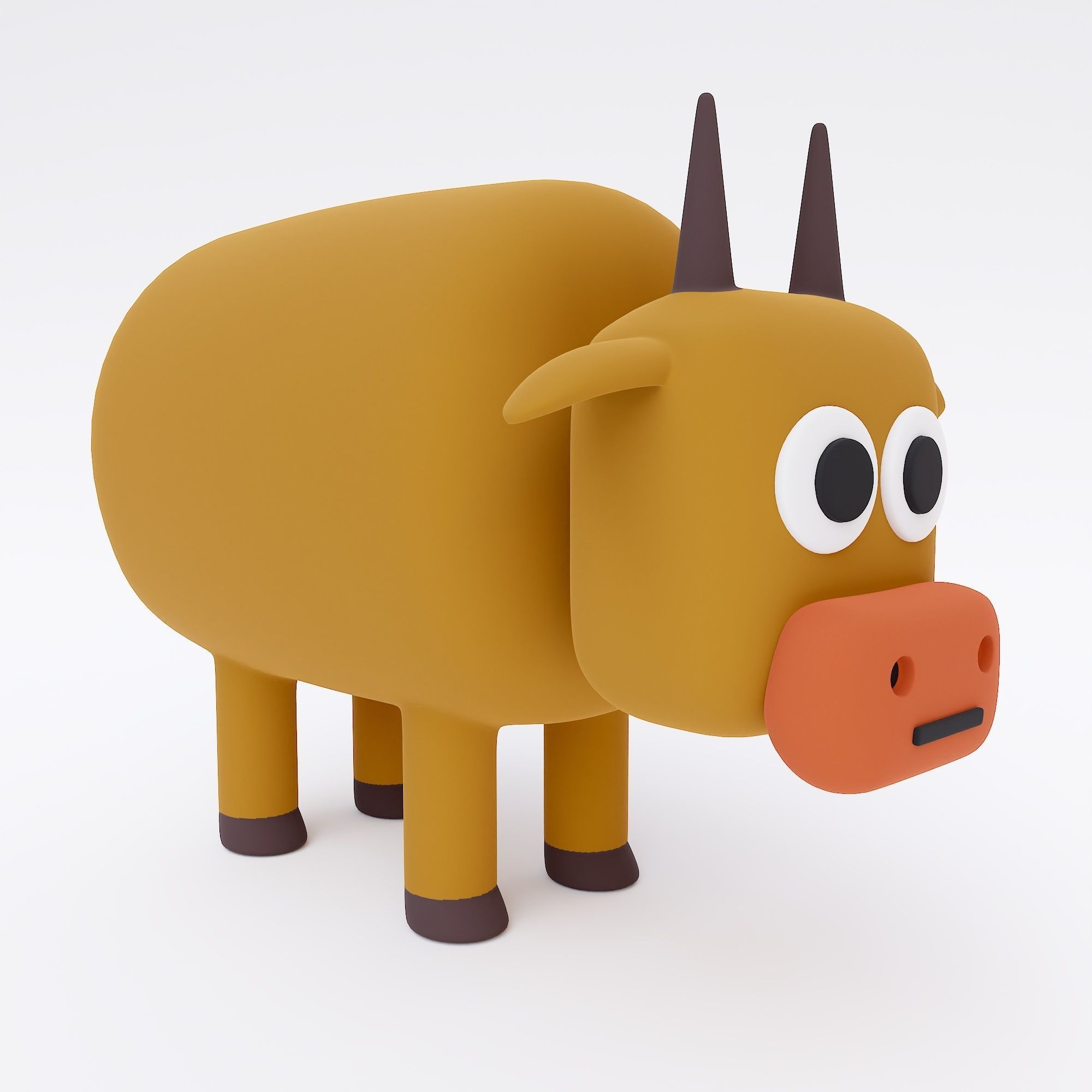 Toon cow animal 3d model 3D model_2