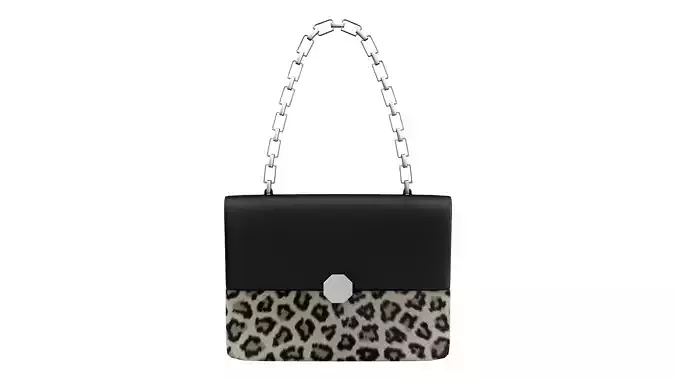 Leopard Skin Chain Handle Hand Bag