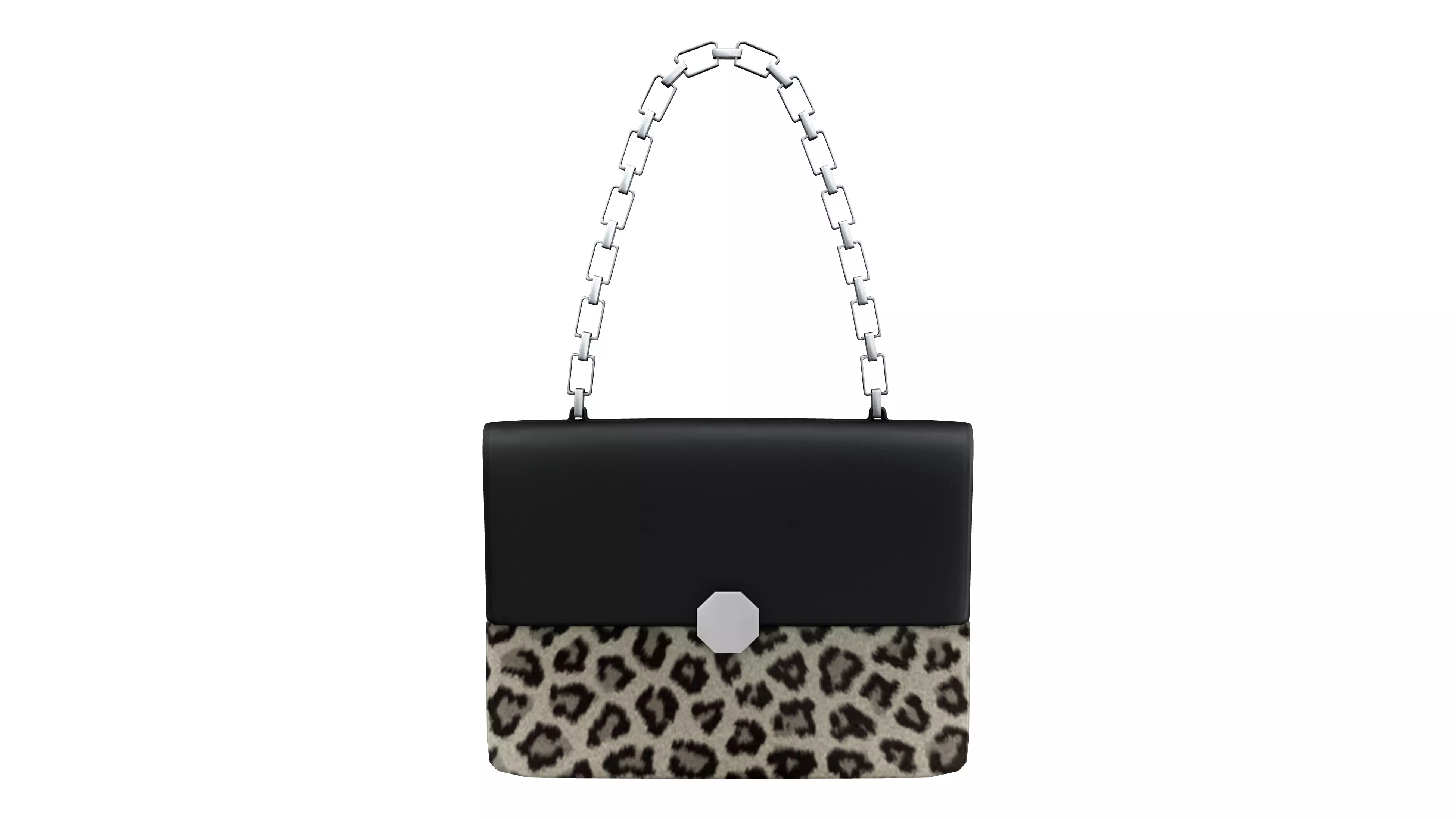 Leopard Skin Chain Handle Hand Bag Low-poly 3D model_0