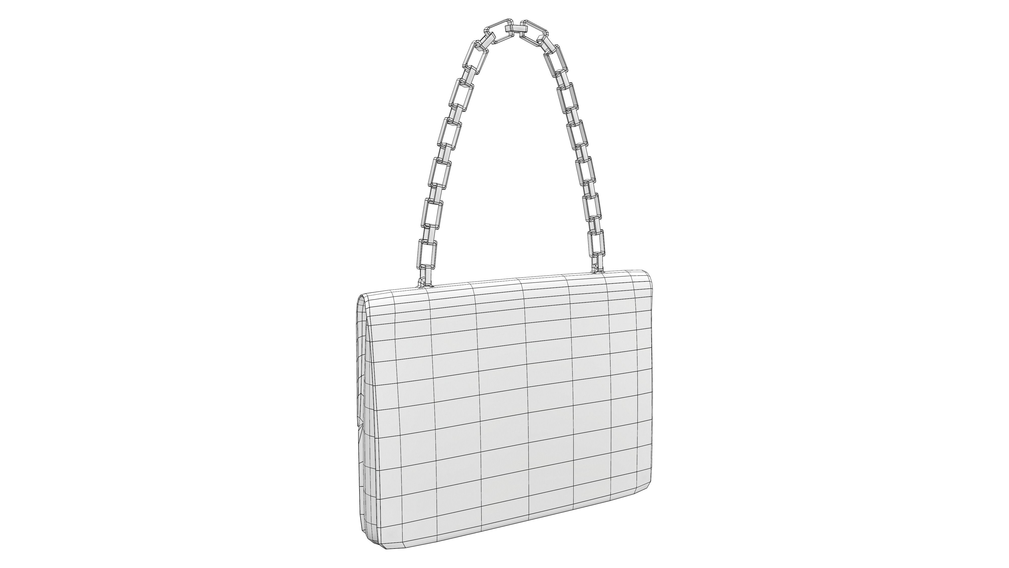 Leopard Skin Chain Handle Hand Bag Low-poly 3D model_7