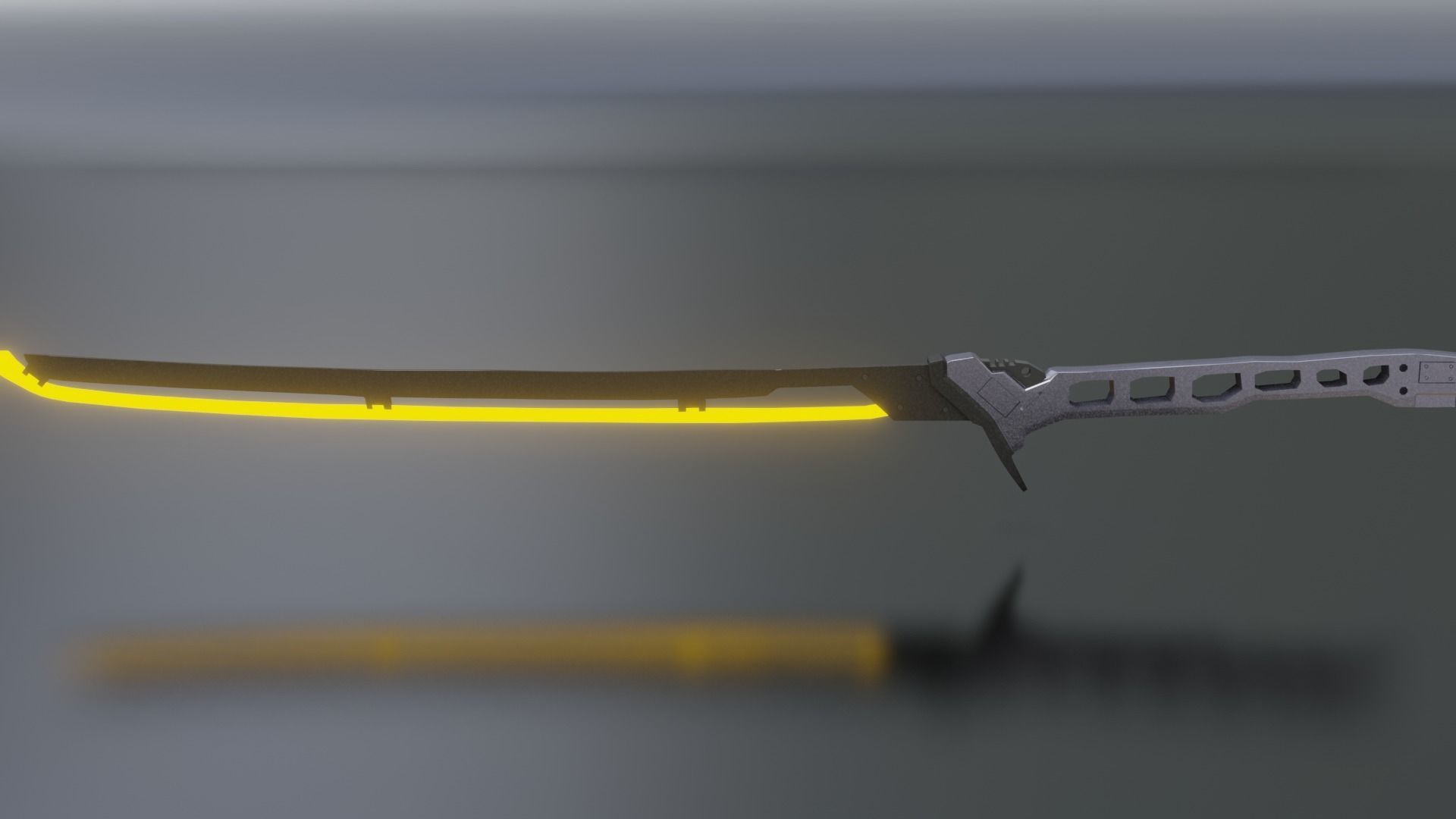 Sci-fi katana cyberpunk Low-poly 3D model_13