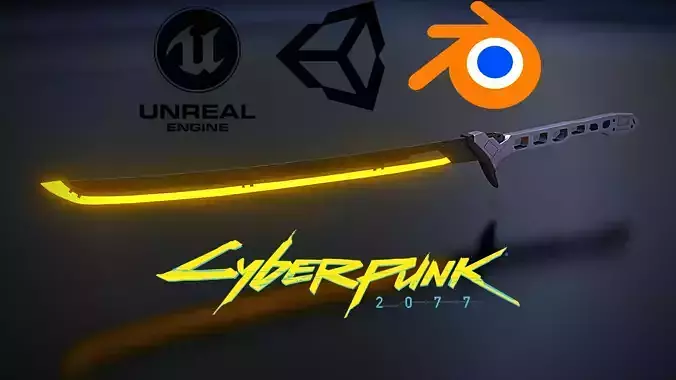 Sci-fi katana cyberpunk Low-poly 3D model