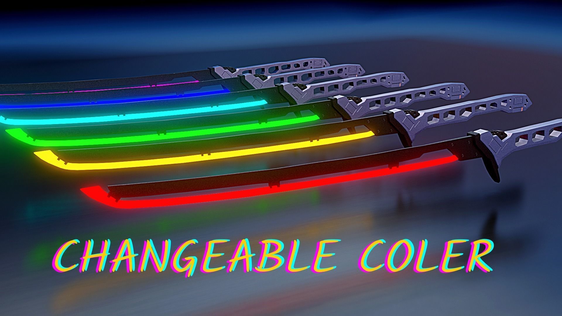 Sci-fi katana cyberpunk Low-poly 3D model_1