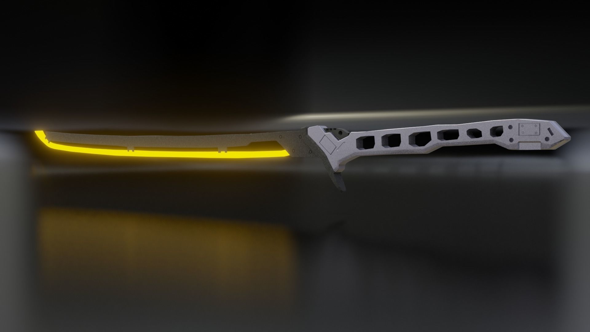 Sci-fi katana cyberpunk Low-poly 3D model_2