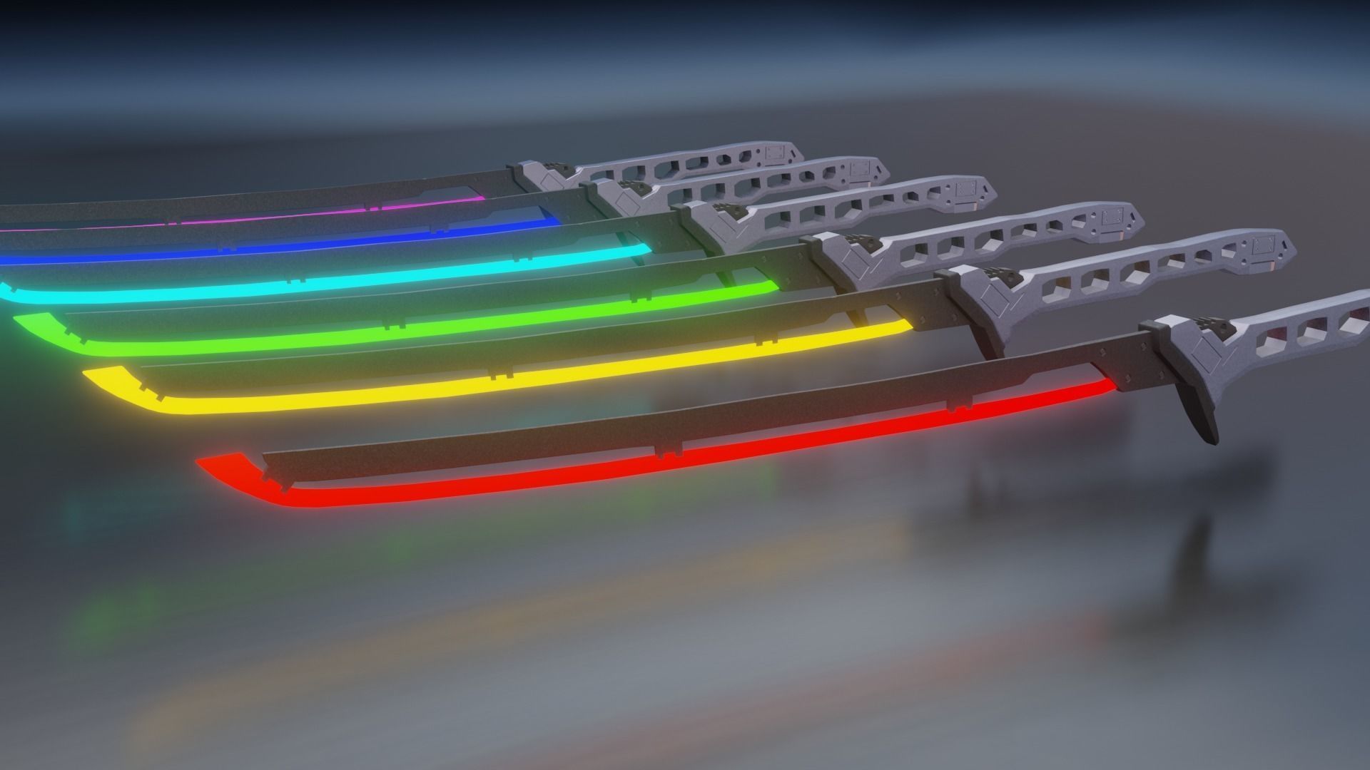 Sci-fi katana cyberpunk Low-poly 3D model_9