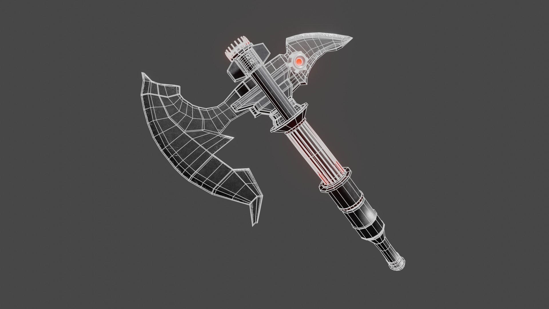 Sci-fi Axe futuristic melee weapon Low-poly 3D model_8
