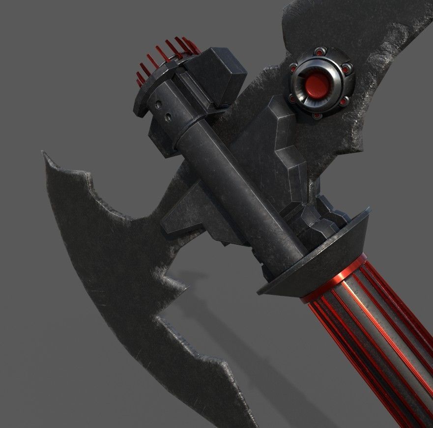 Sci-fi Axe futuristic melee weapon Low-poly 3D model_4