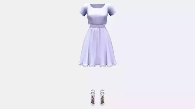 Casual Two Piece White Dress With Shoes