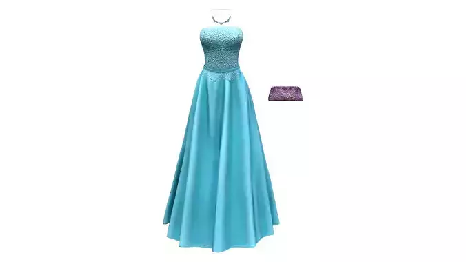 Elegant Teal Necklace Dress Purse Outfit
