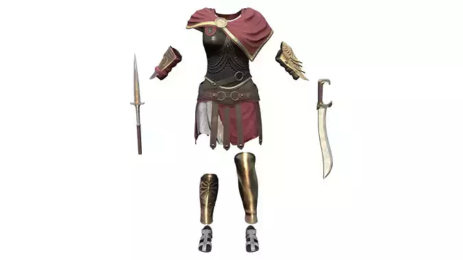 Full Roman Female Commander Soldier Outfit Low-poly 3D model