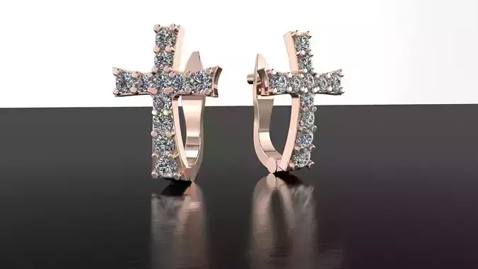 EARRINGS CROSS 3D PRINT