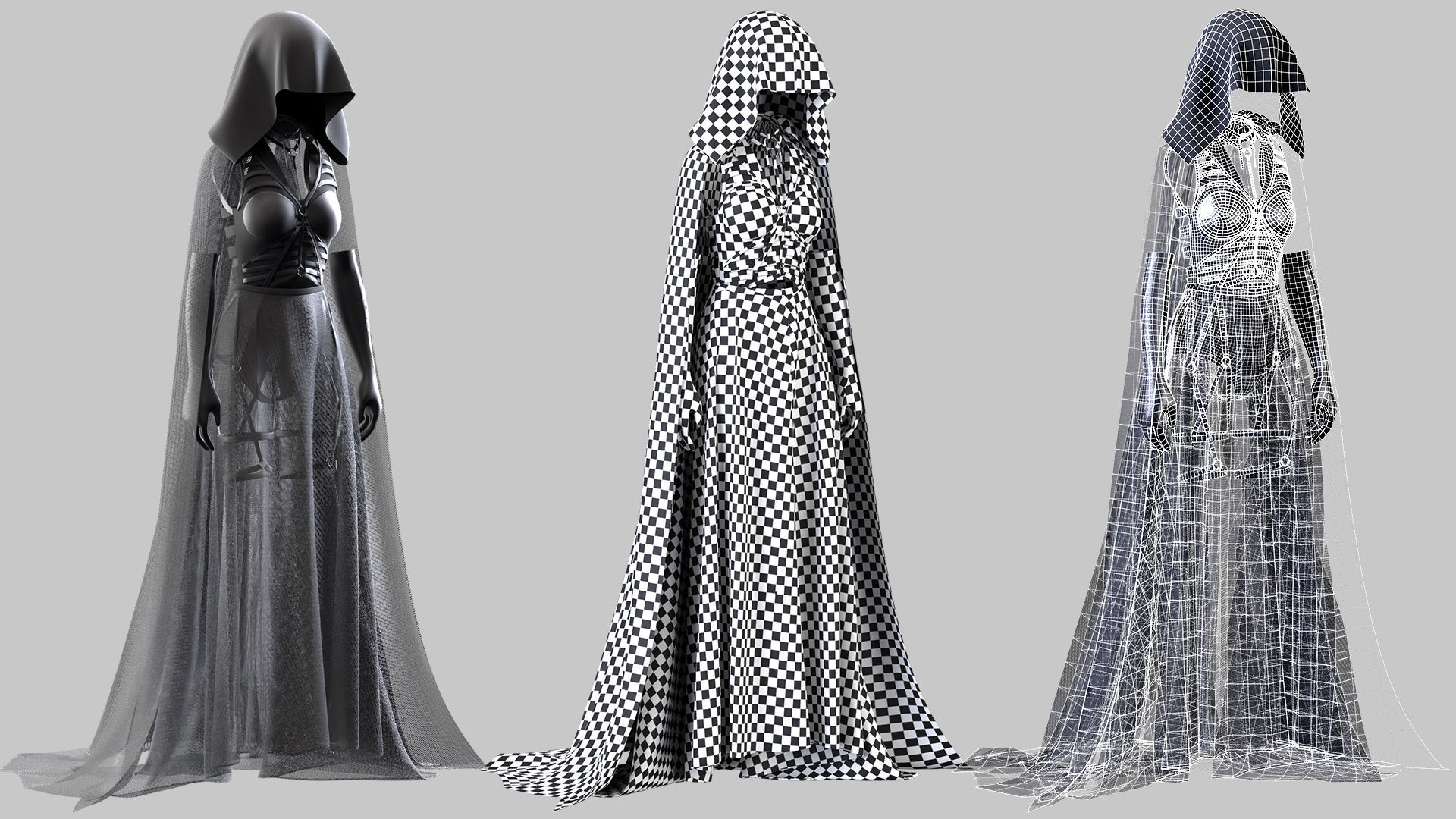 Woman Gothic Dress 02 Low-poly 3D model_3