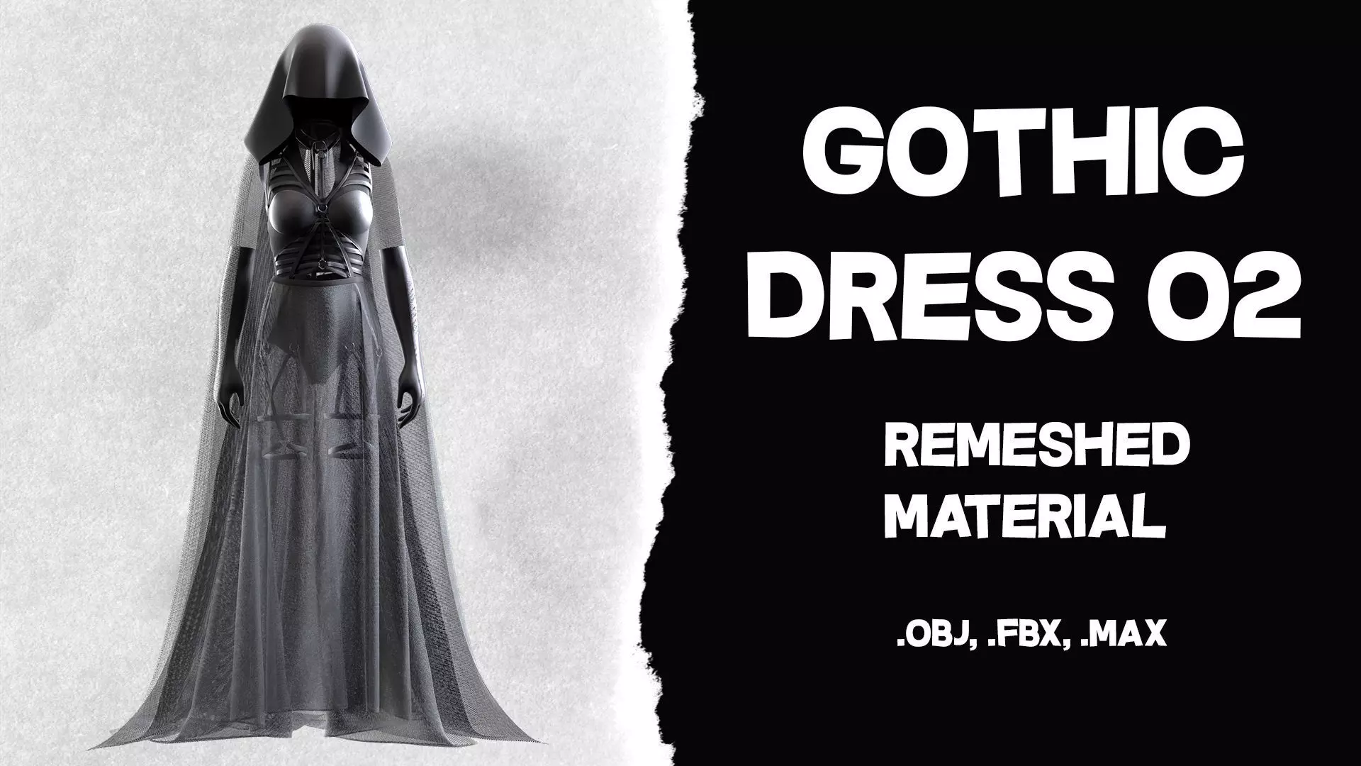 Woman Gothic Dress 02 Low-poly 3D model_0