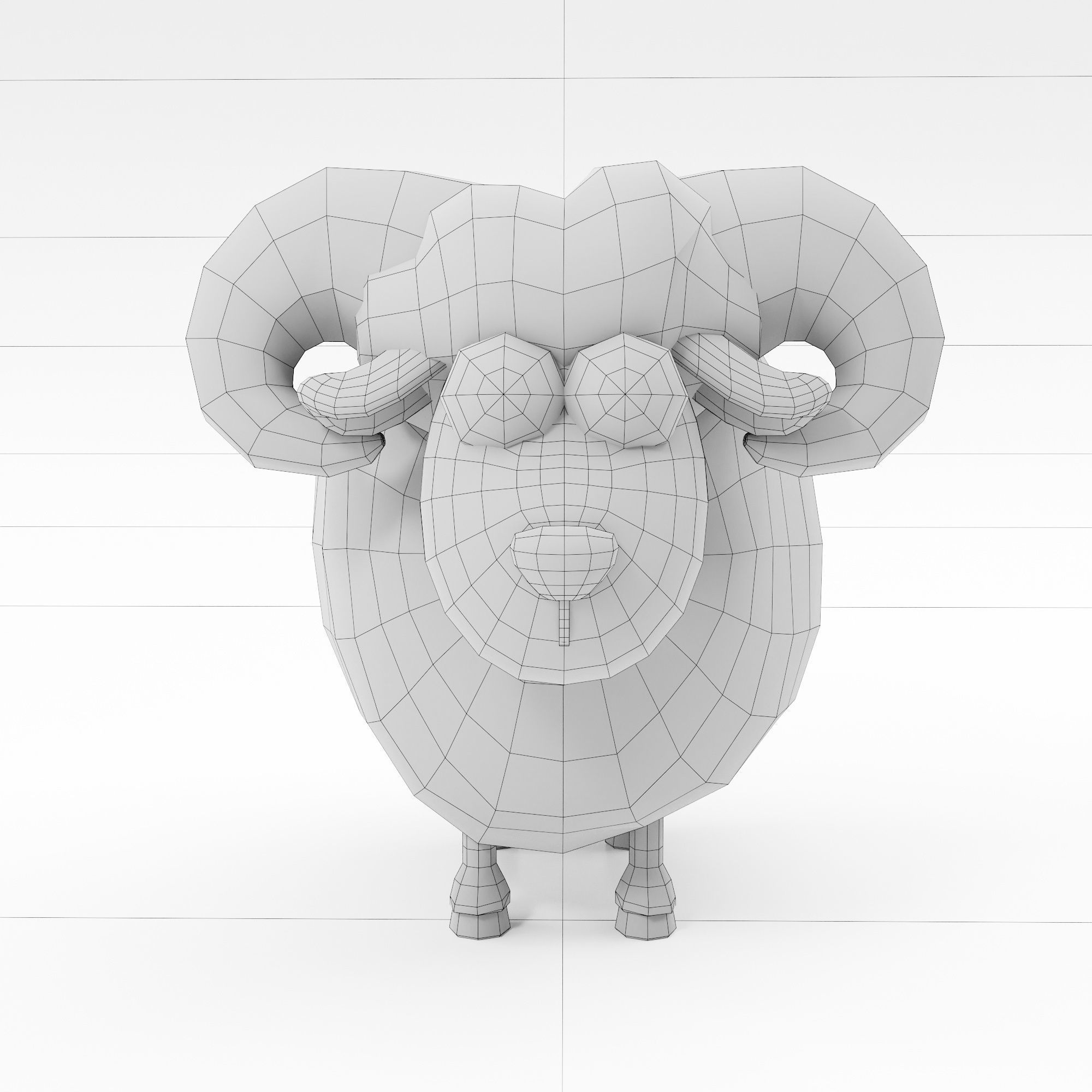 Sheep 3d model cartoon with horns 3D model_4