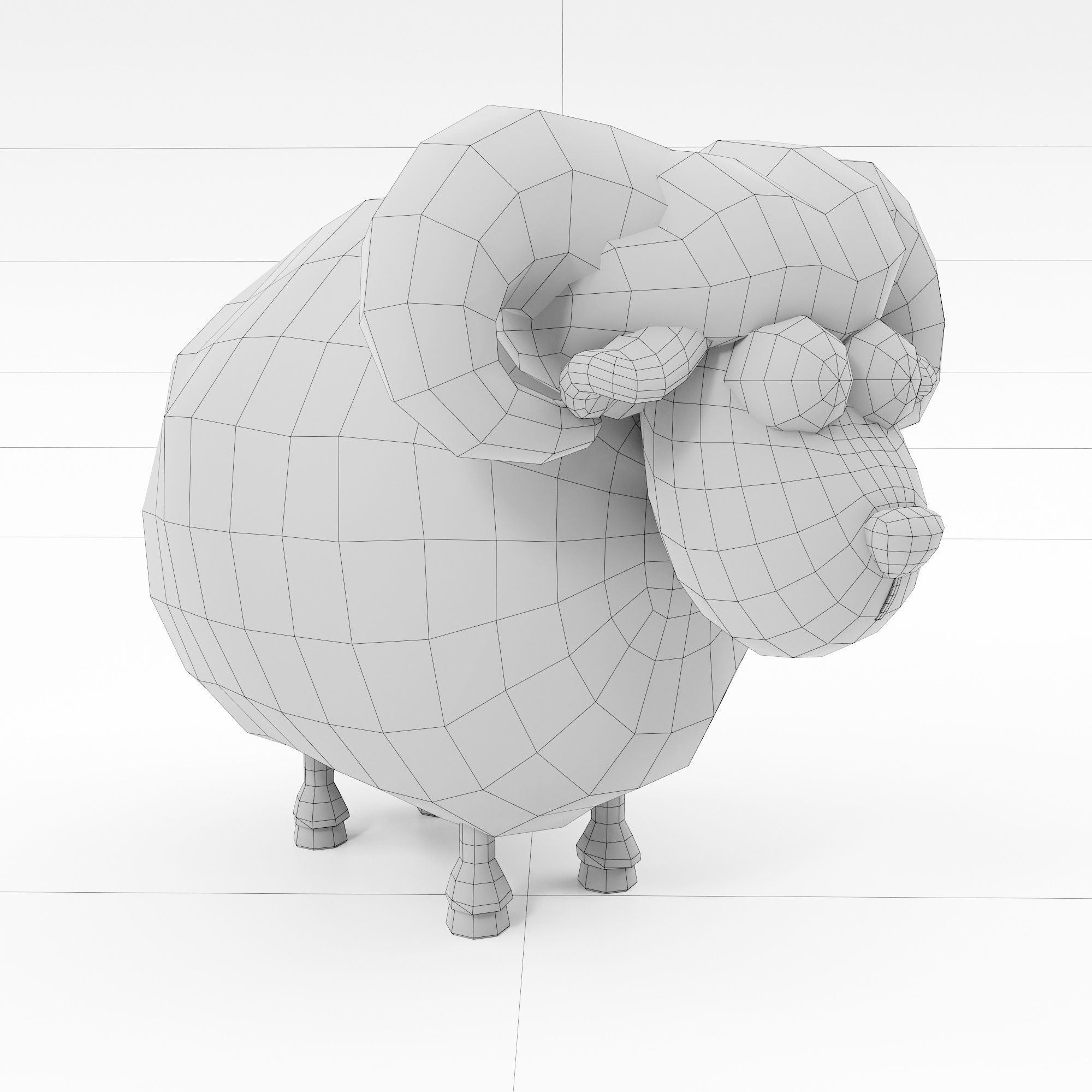 Sheep 3d model cartoon with horns 3D model_6