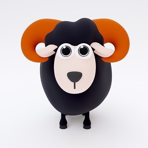 Sheep 3d model cartoon with horns 3D model