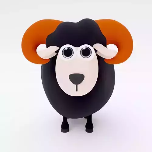 Sheep 3d model cartoon with horns