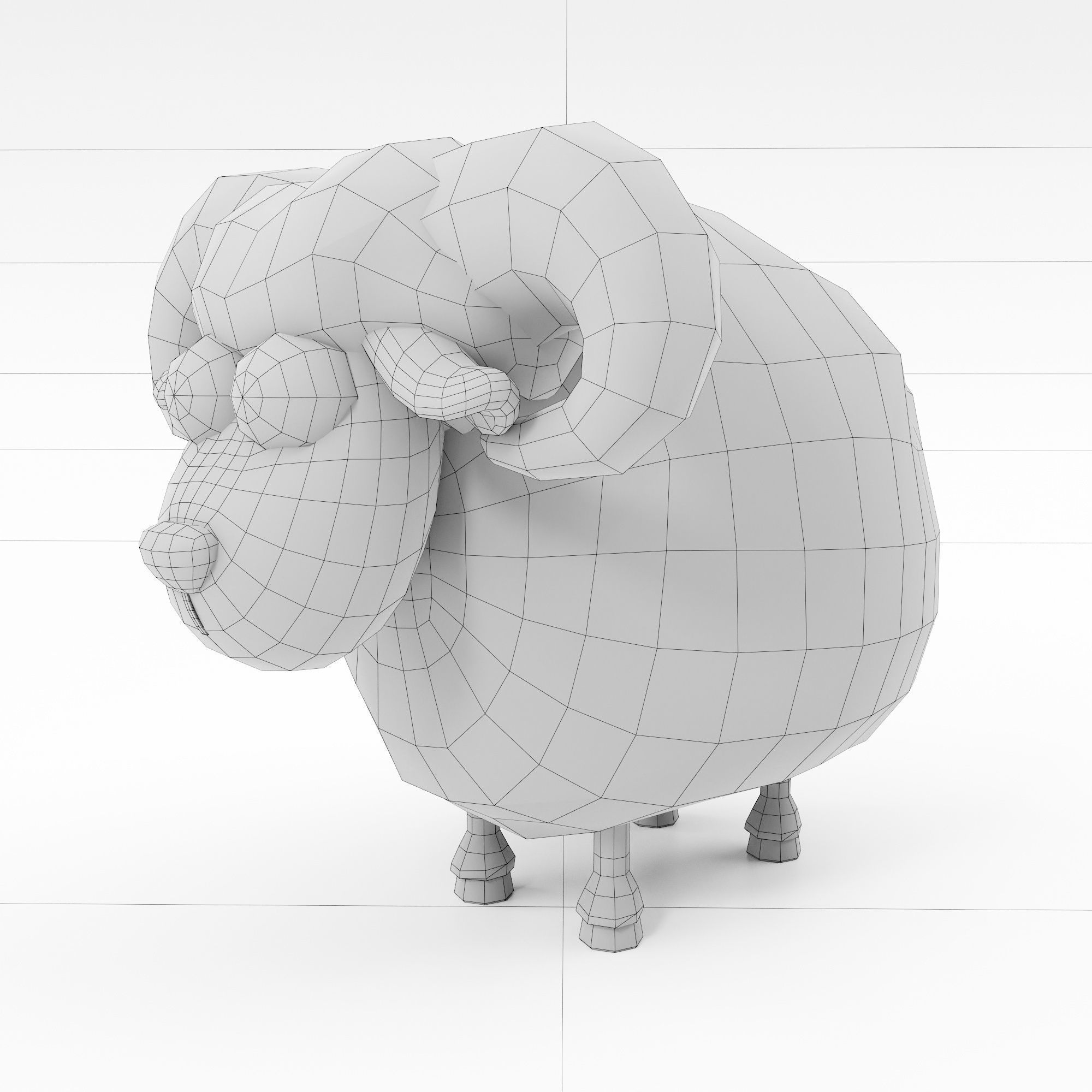 Sheep 3d model cartoon with horns 3D model_5